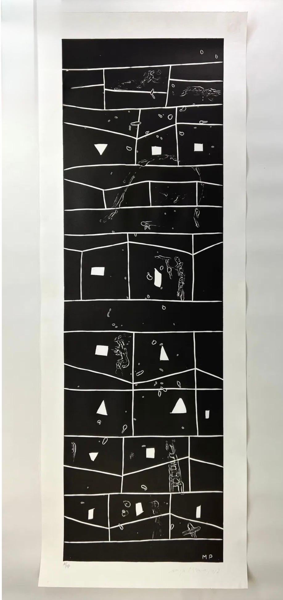 Huge Italian Neo Expressionist Mimmo Paladino Linoleum Block Print Atlantico For Sale 1