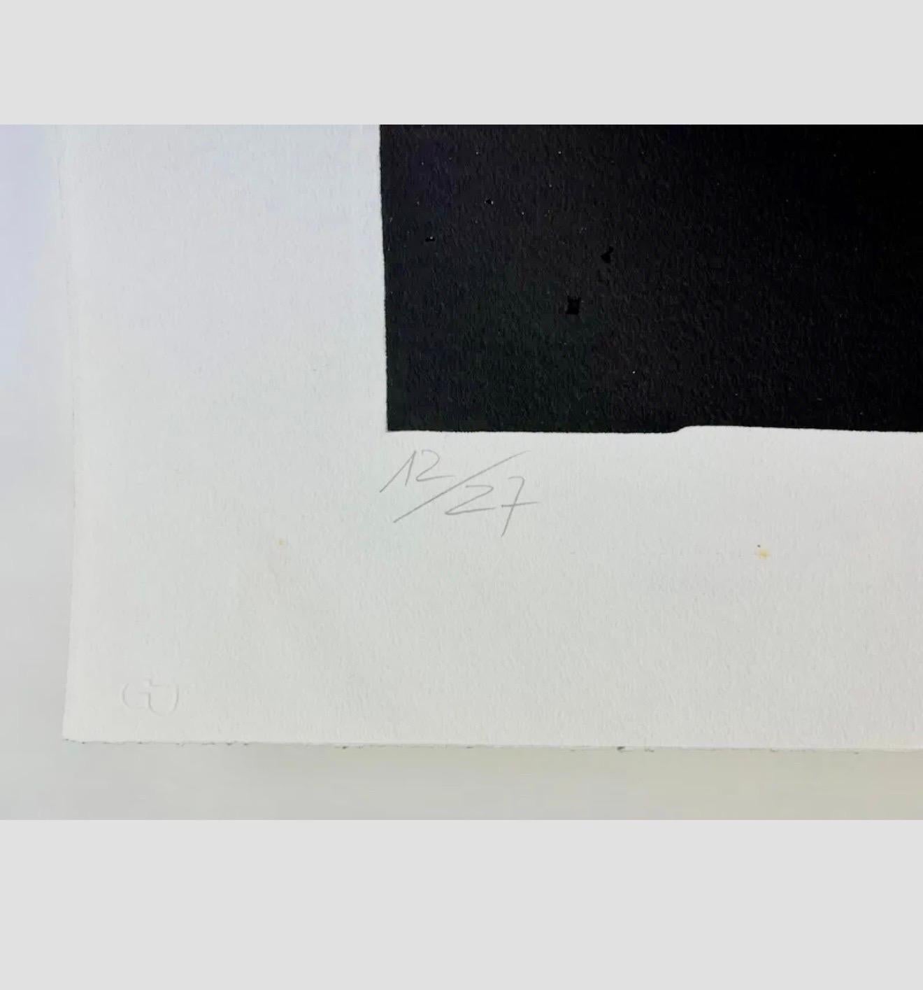 Großer italienischer neoexpressionistischer Mimmo Paladino Linoleum-Blockdruck Atlantico mit Linoleum-Druck im Angebot 2