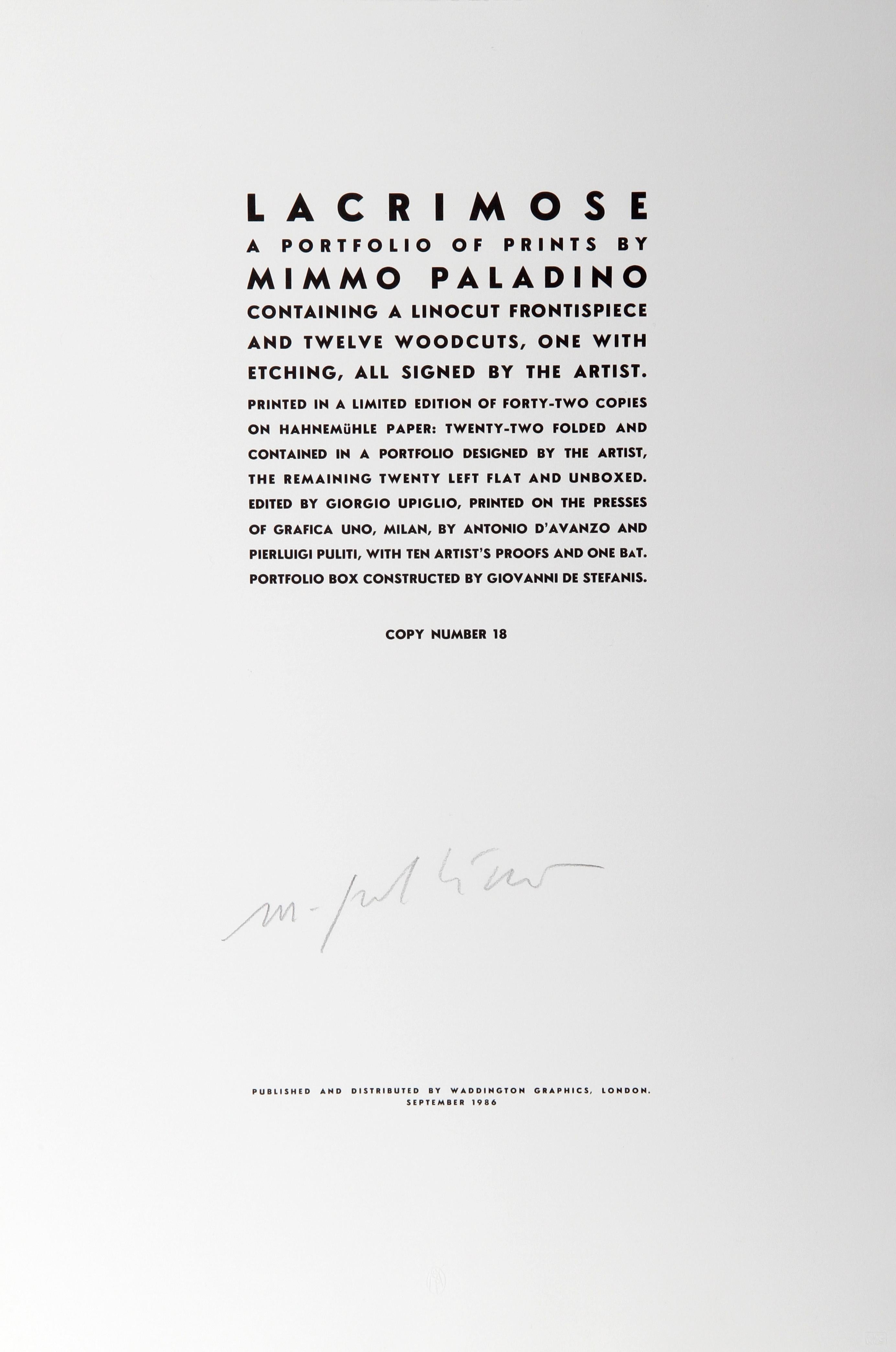 Lacrimose Portfolio of Woodcuts by Mimmo Paladino For Sale 12