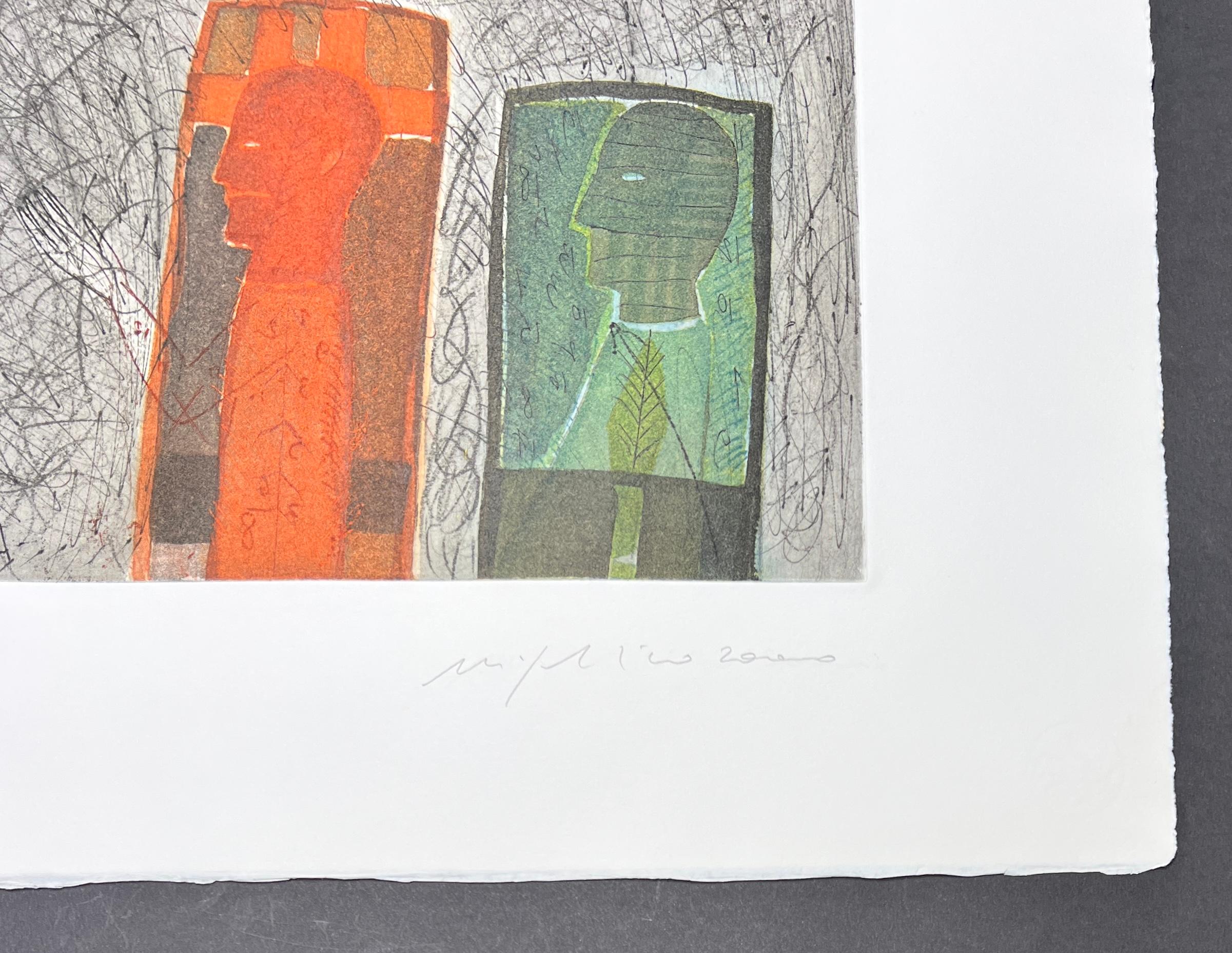 Mimmo Paladino (1948) - Color etching - Sguardo a destra - 2000 For Sale 2