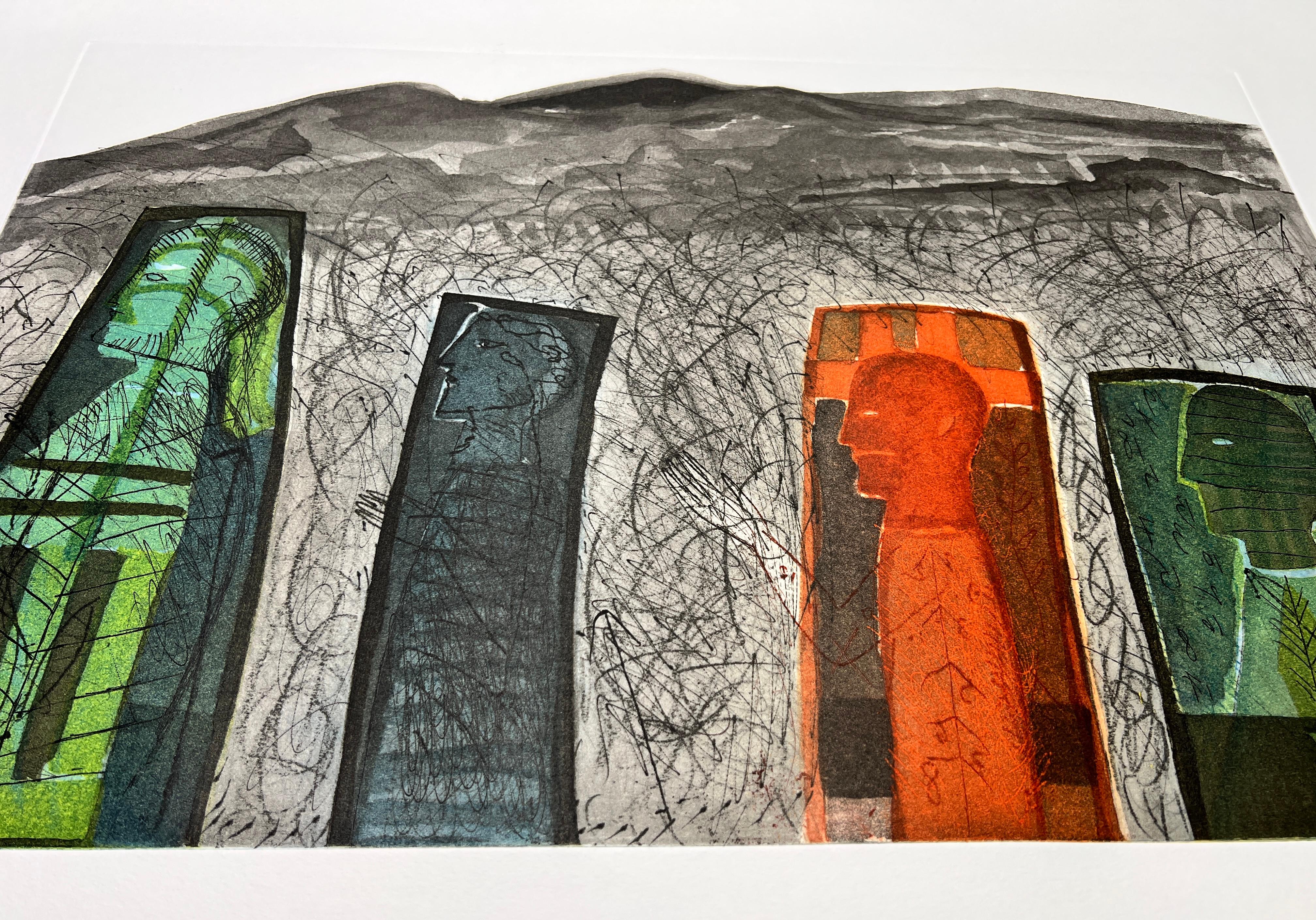 Mimmo Paladino (1948) - Color etching - Sguardo a destra - 2000 For Sale 5