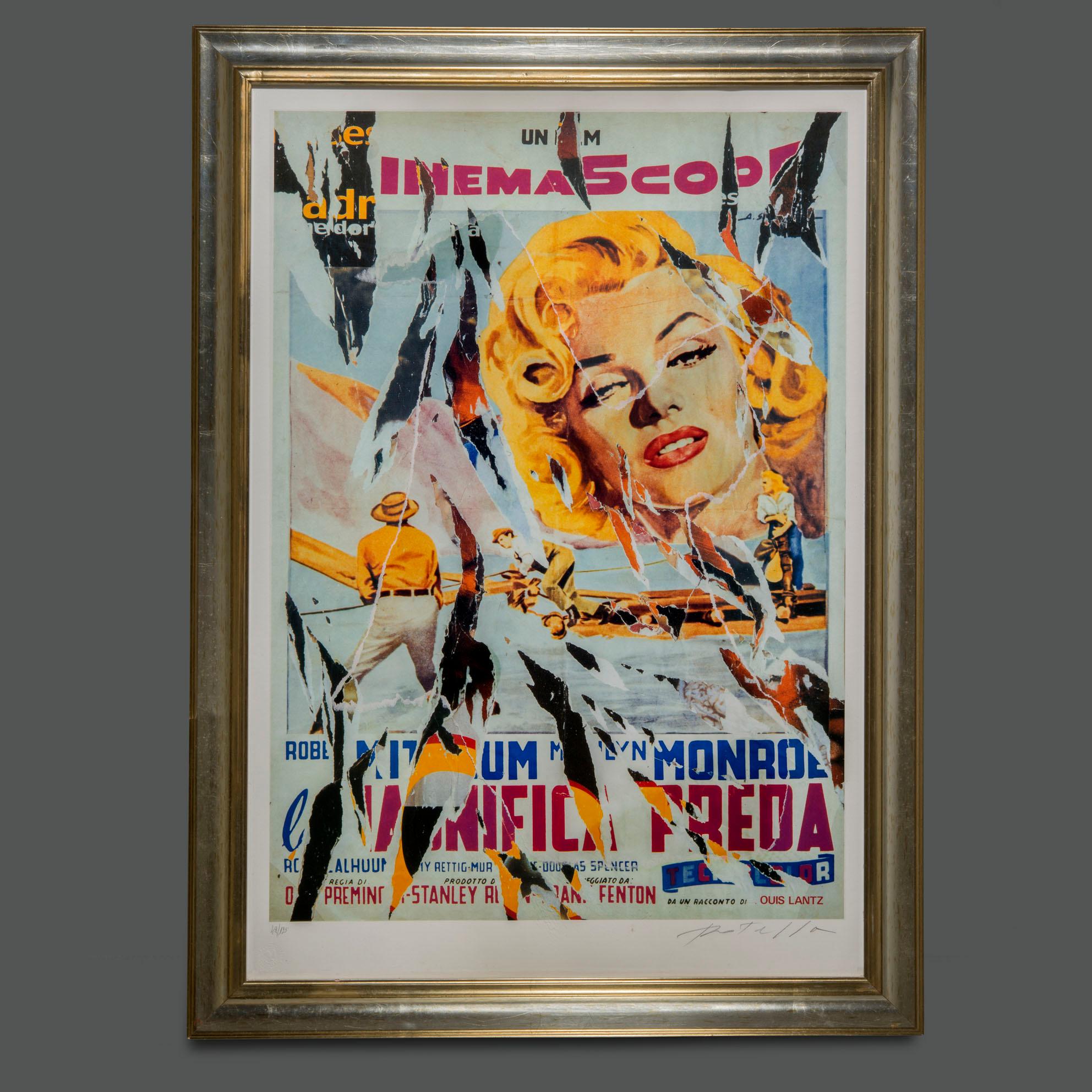 Late 20th Century Mimmo Rotella Original Signed and Numbered Work on Paper For Sale
