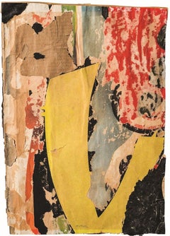 Ohne Titel - Dekolleté auf Papier von Mimmo Rotella - 1957