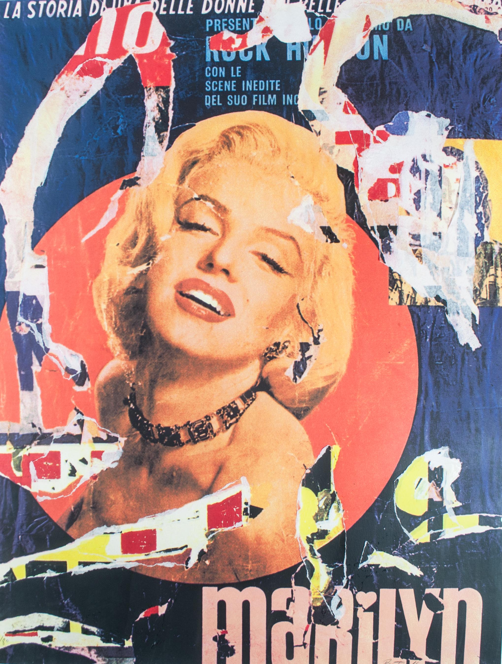 Mimmo Rotella Abstract Print - Marilyn 1963