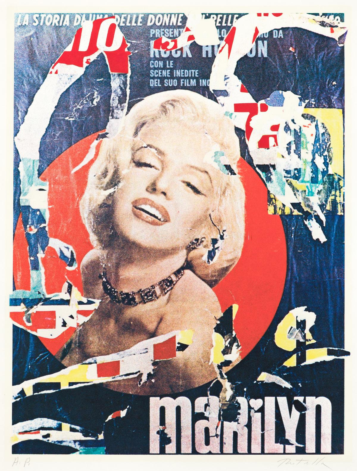 Mimmo Rotella Figurative Print - Marilyn 3