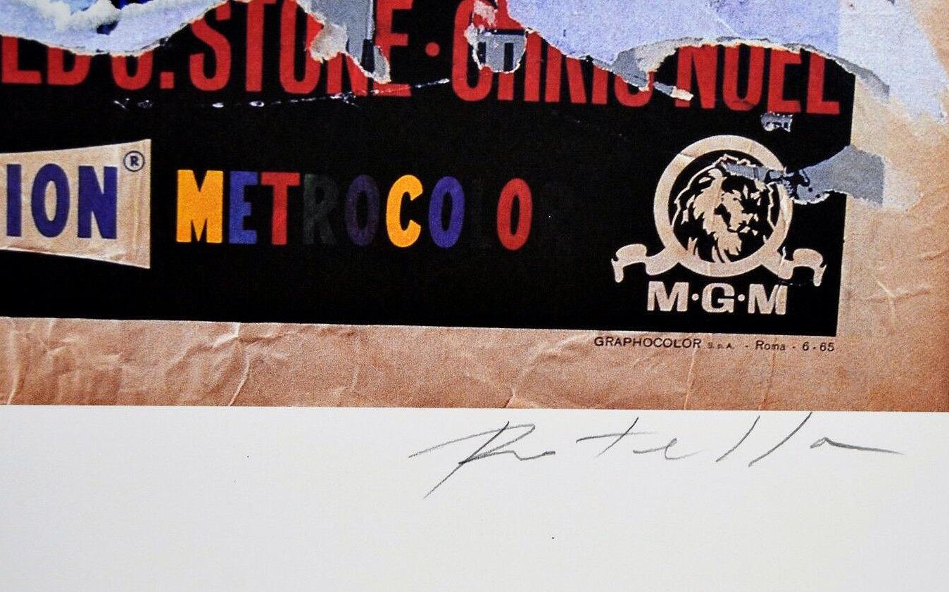 MIMMO ROTELLA Decollage Hand signed - Hollywood Elvis Presley Italian Pop Art - Beige Figurative Print by Mimmo Rotella