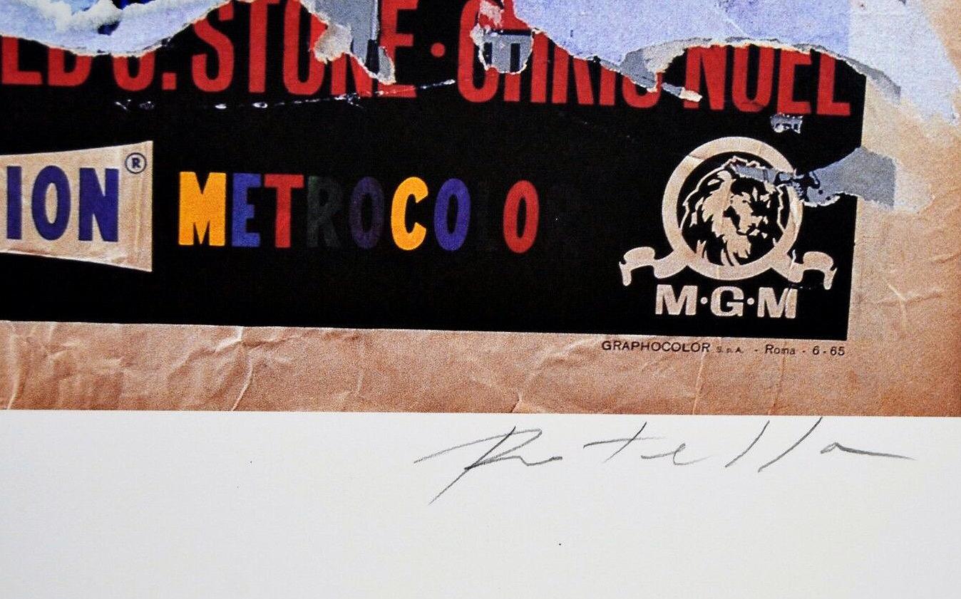Mimmo Rotella Decollage firmato a mano - Hollywood Elvis Presley Pop Art italiana 2