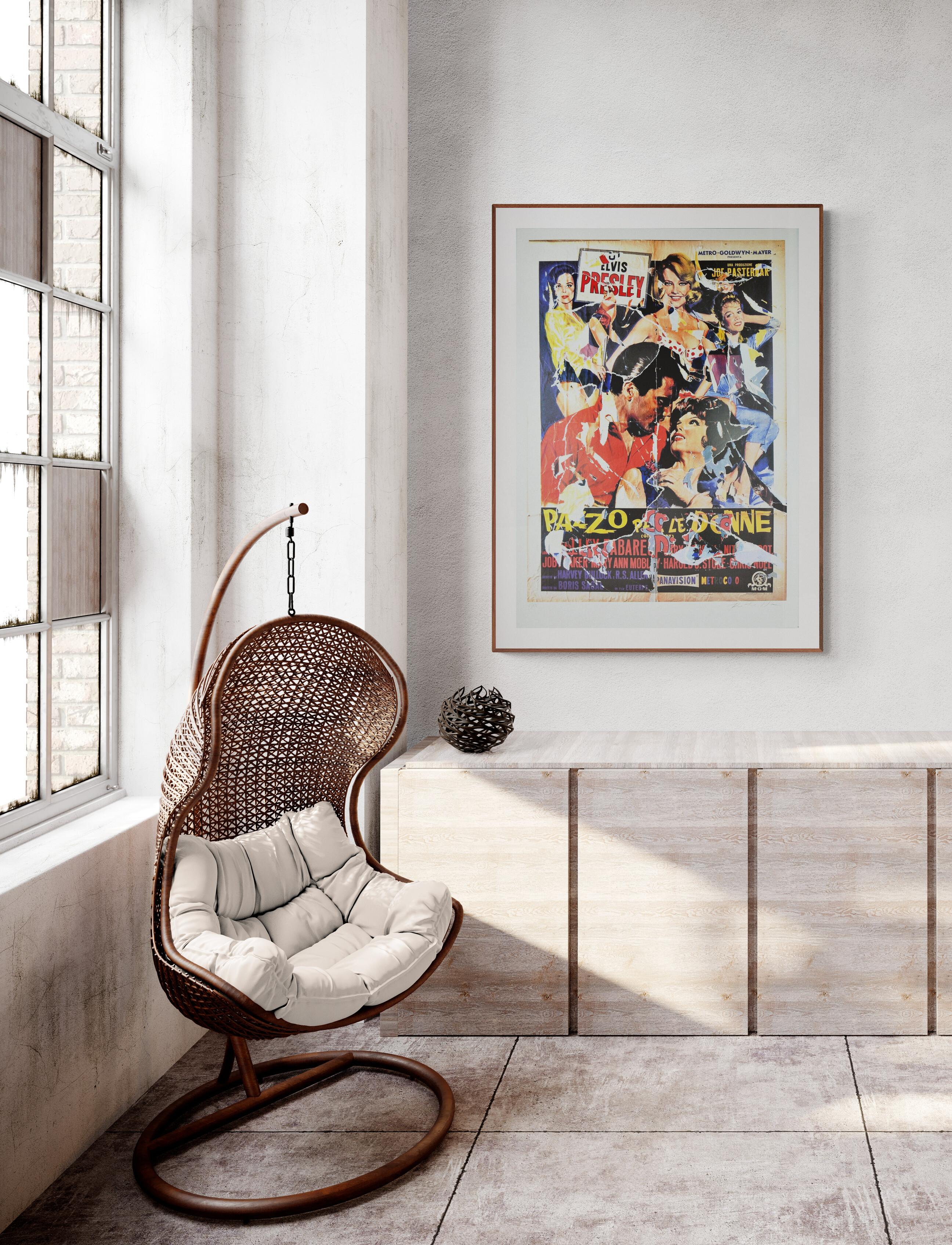 MIMMO ROTELLA Decollage Hand signed - Hollywood Elvis Presley Italian Pop Art For Sale 1