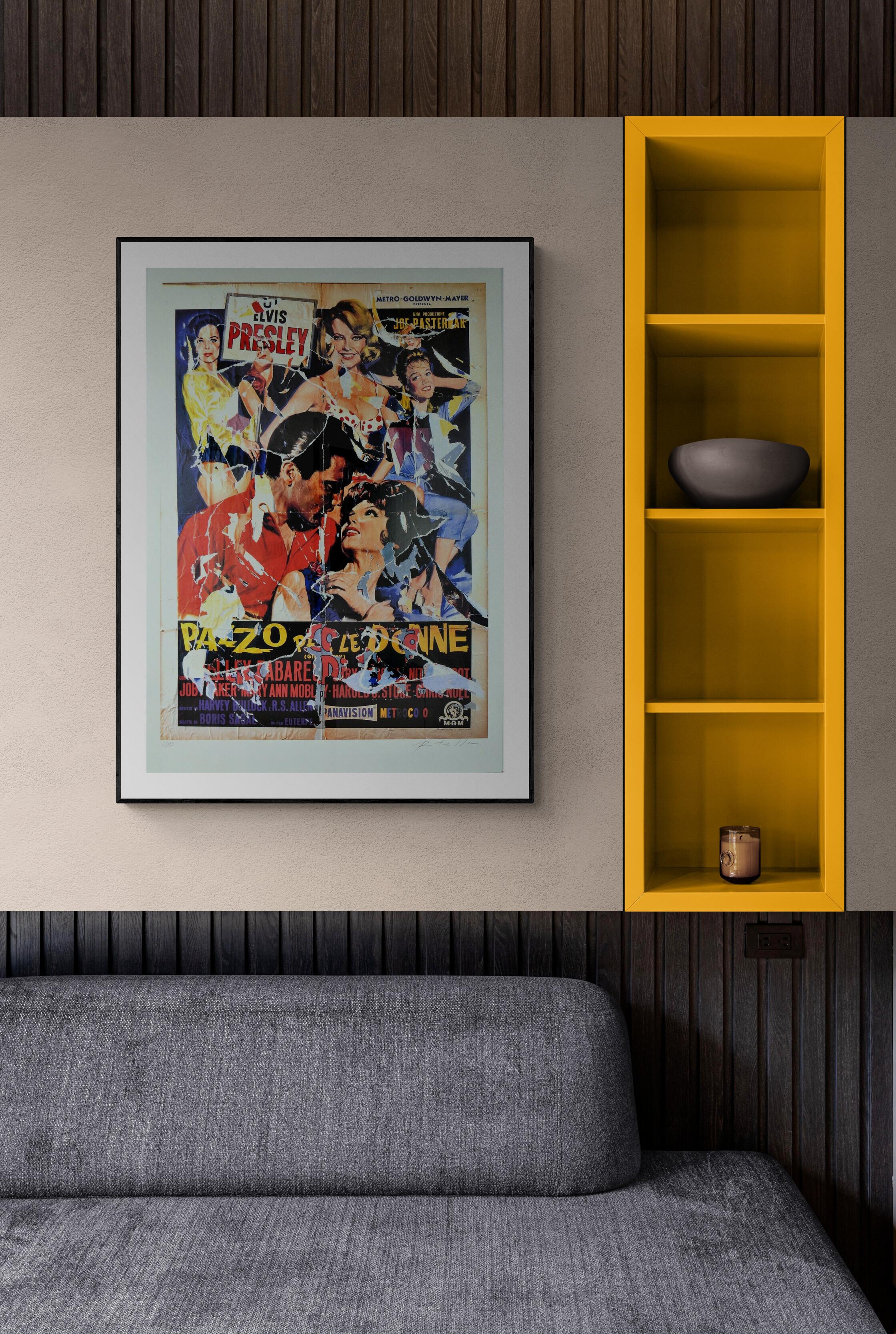 MIMMO ROTELLA Decollage Hand signed - Hollywood Elvis Presley Italian Pop Art For Sale 2