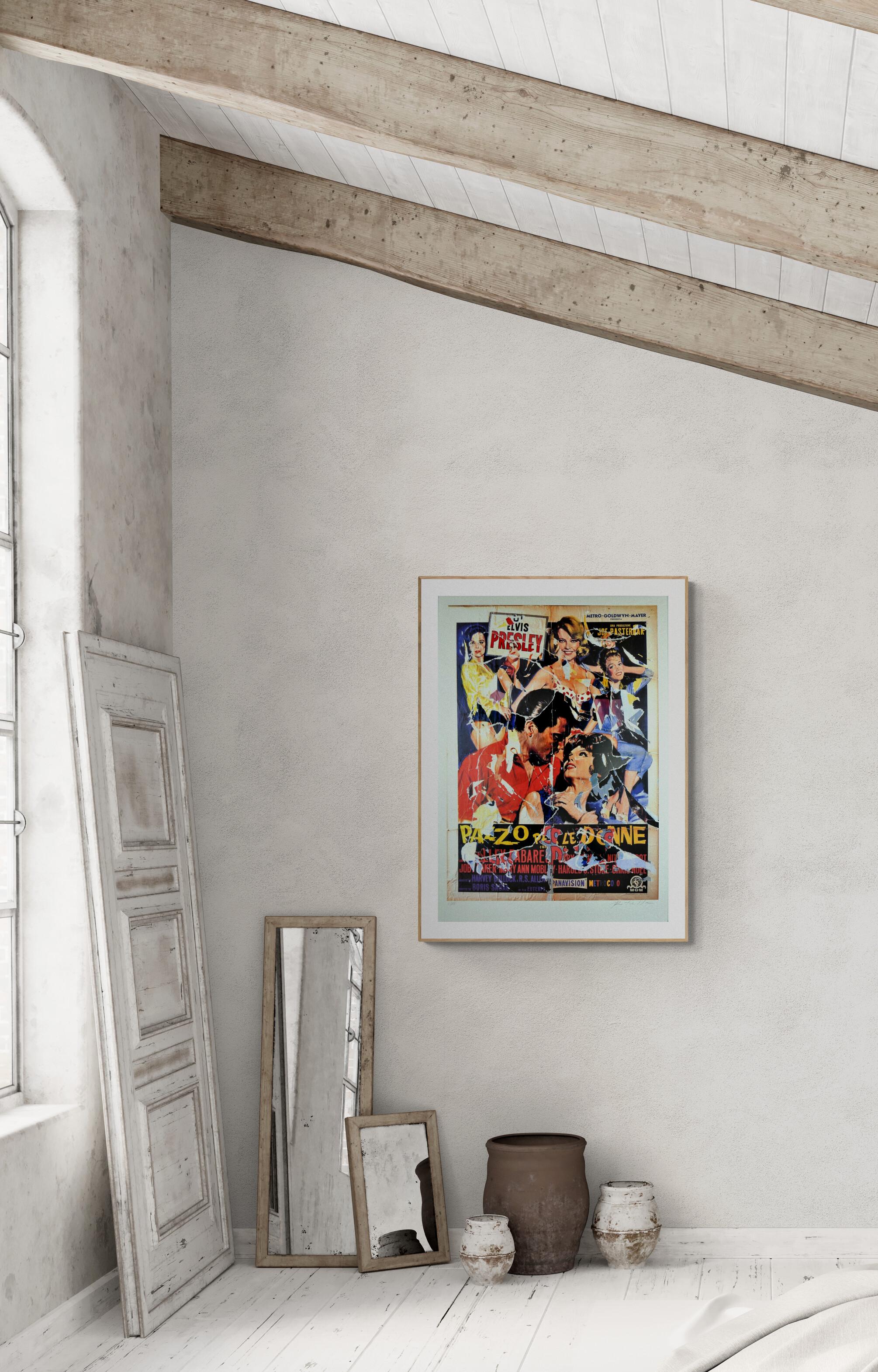 Mimmo Rotella Decollage firmato a mano - Hollywood Elvis Presley Pop Art italiana 6