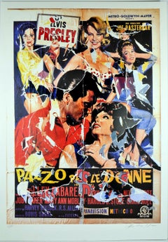 MIMMO ROTELLA Decollage signé à la main - Hollywood Elvis Presley - Pop Art italien