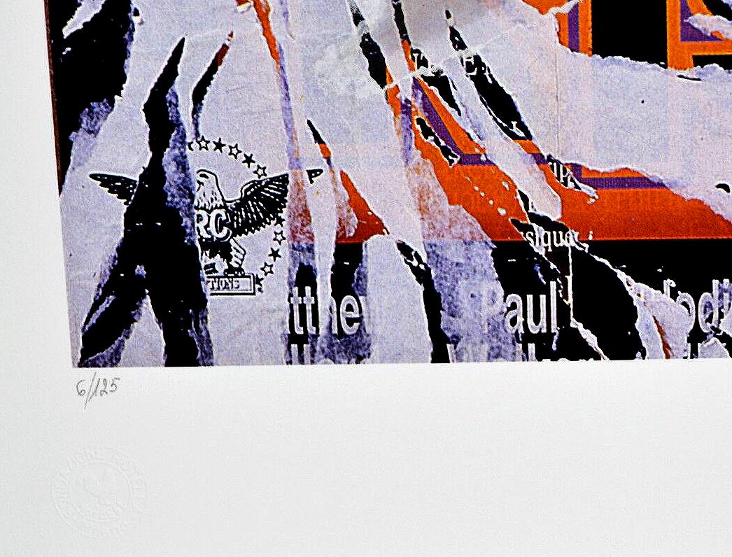 MIMMO ROTELLA Decollage Hand signed Hollywood Elvis Presley King Creole Pop Art - Print by Mimmo Rotella
