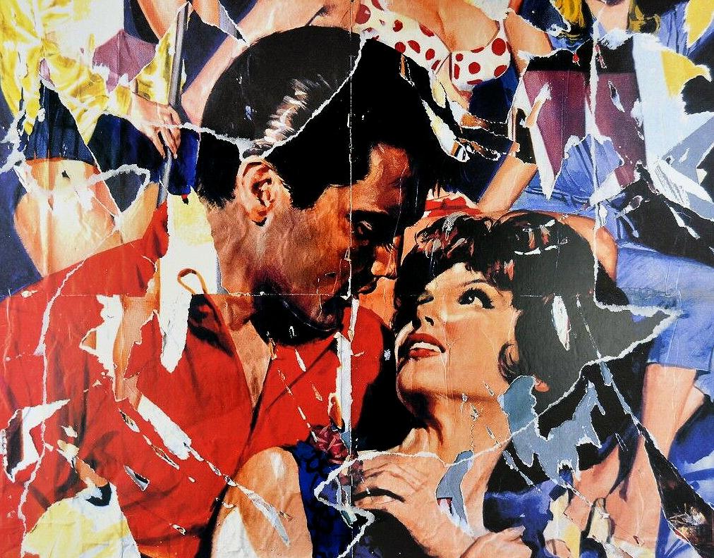 MIMMO ROTELLA Decollage Hand signed - Hollywood Elvis Presley Italian Pop Art - Print by Mimmo Rotella