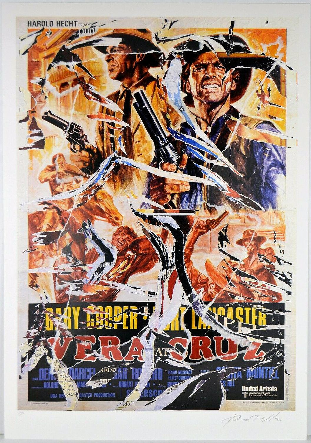 Mimmo Rotella - Decollage Hollywood Gary Cooper Burt Lancaster Arte Pop Italiano