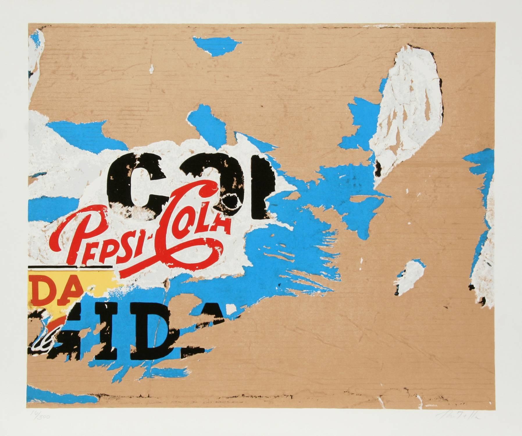 Mimmo Rotella Abstract Print - Pepsi