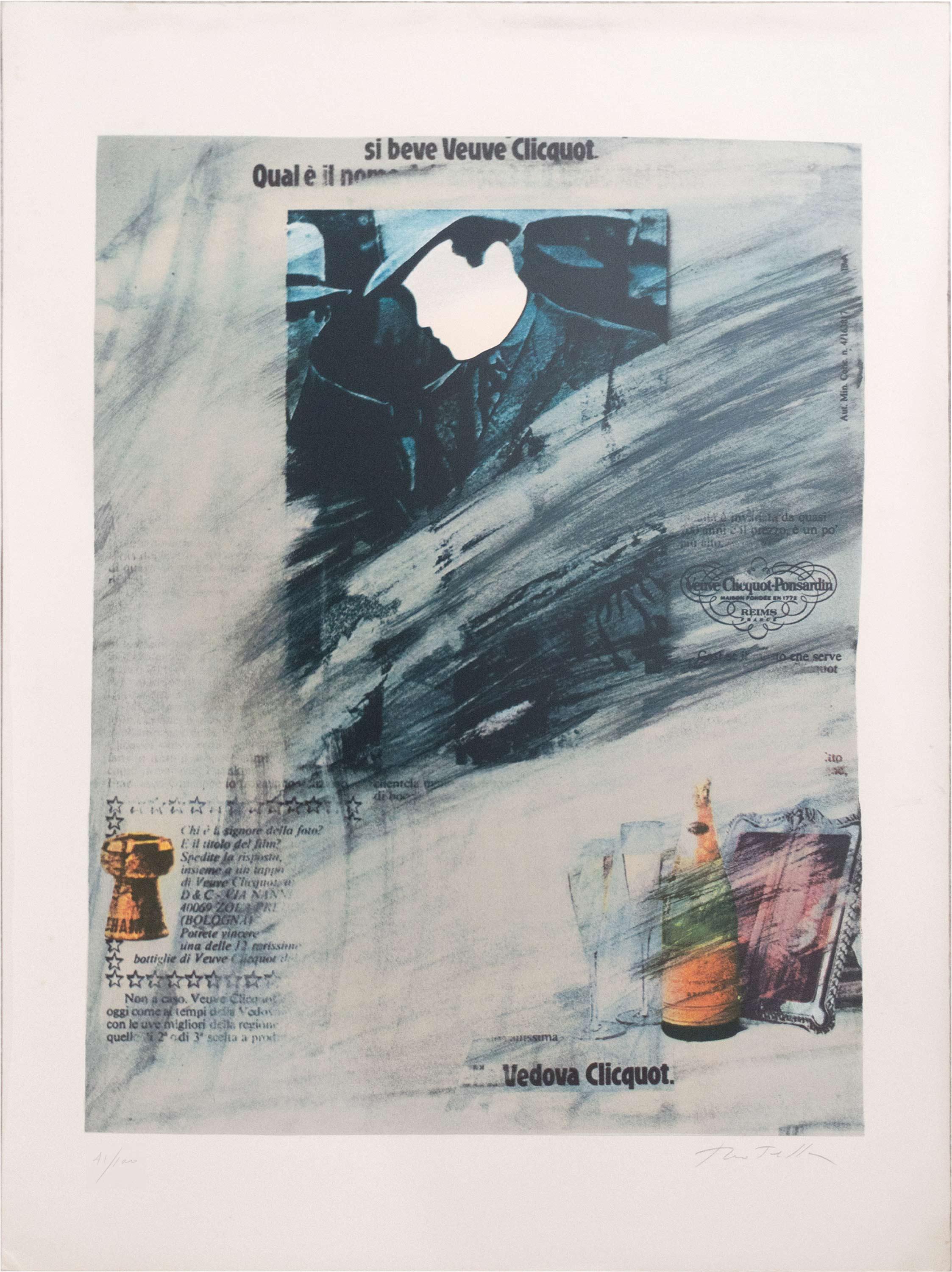 Ohne Titel (Witwe Clicquot), 1990, Lithographie, Pop, Nouveau Realisme (Pop-Art), Print, von Mimmo Rotella