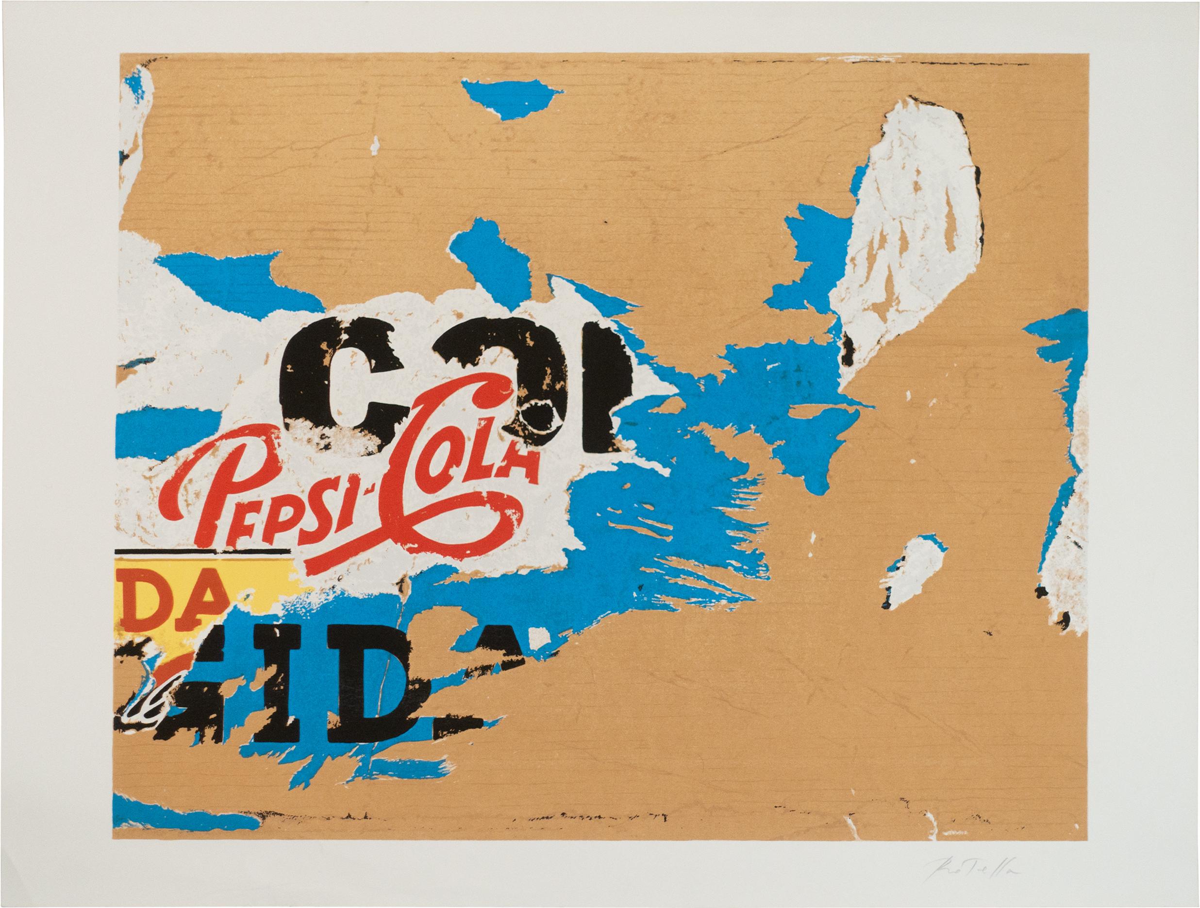 Mimmo Rotella Still-Life Print - Untitled (Pepsi Cola), Litografia, Pop, Nouveau Realisme, Pepsi Cola
