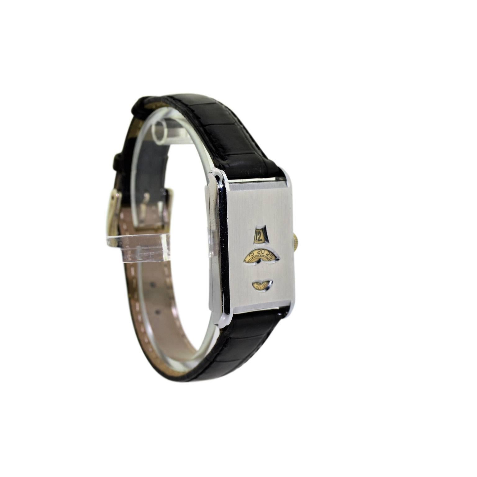 Mimo by Otto Graef Chromium Art Deco Digital Manual Watch, 1930s In Excellent Condition In Long Beach, CA