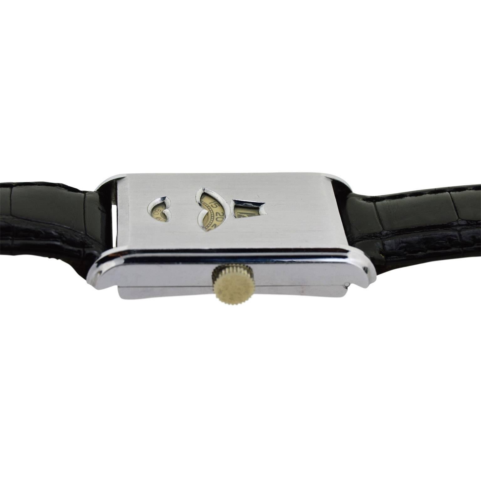 Mimo by Otto Graef Chromium Art Deco Digital Manual Watch, 1930s 1
