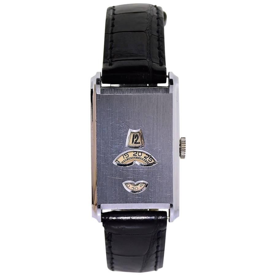 Mimo by Otto Graef Chromium Art Deco Digital Manual Watch, 1930s