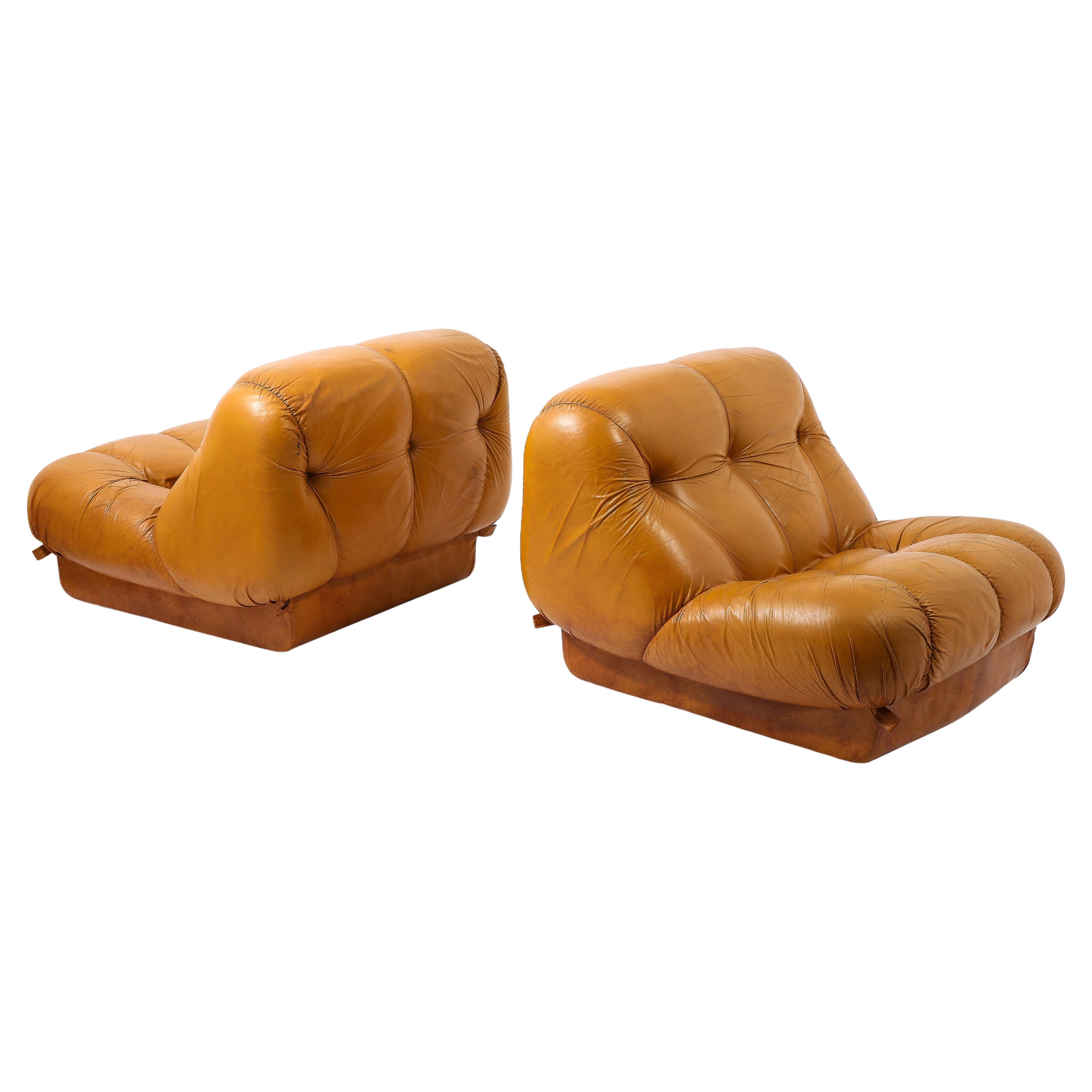 Mimo Italian Leather Slipper Chairs, Italy 1970's