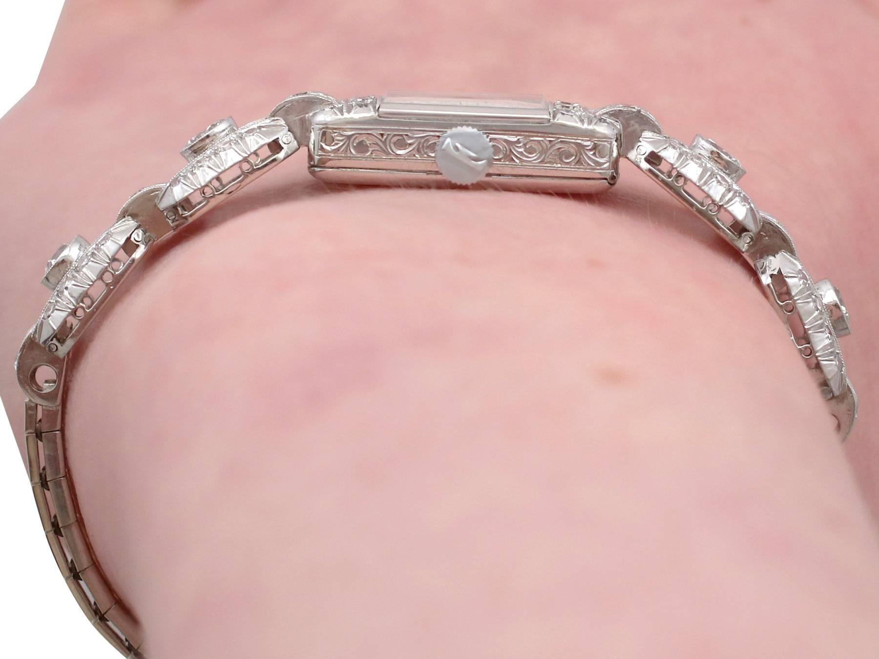 1940s Mimo Ladies Platinum White Gold Diamond Cocktail Wristwatch 5
