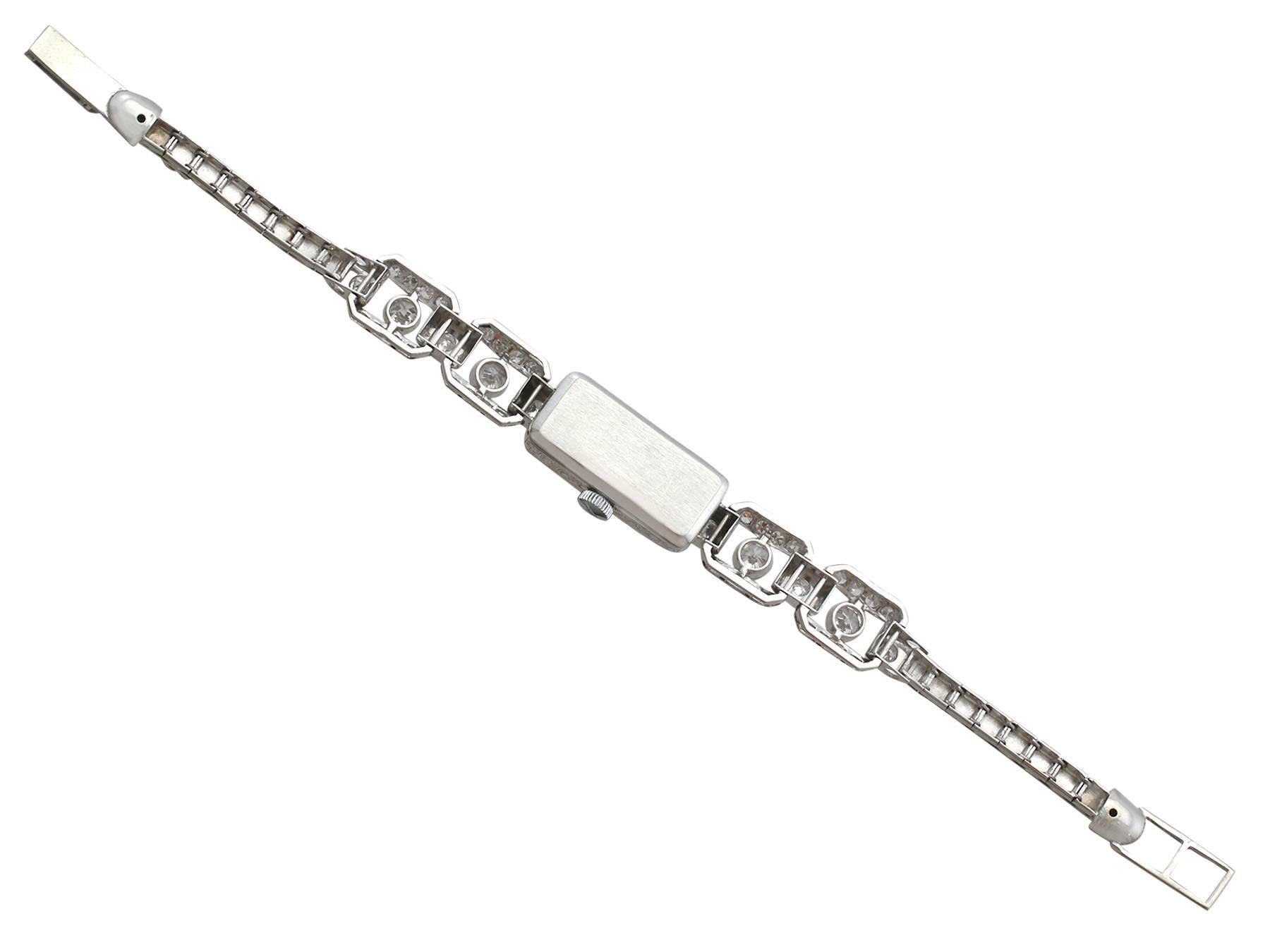 1940s Mimo Ladies Platinum White Gold Diamond Cocktail Wristwatch 2