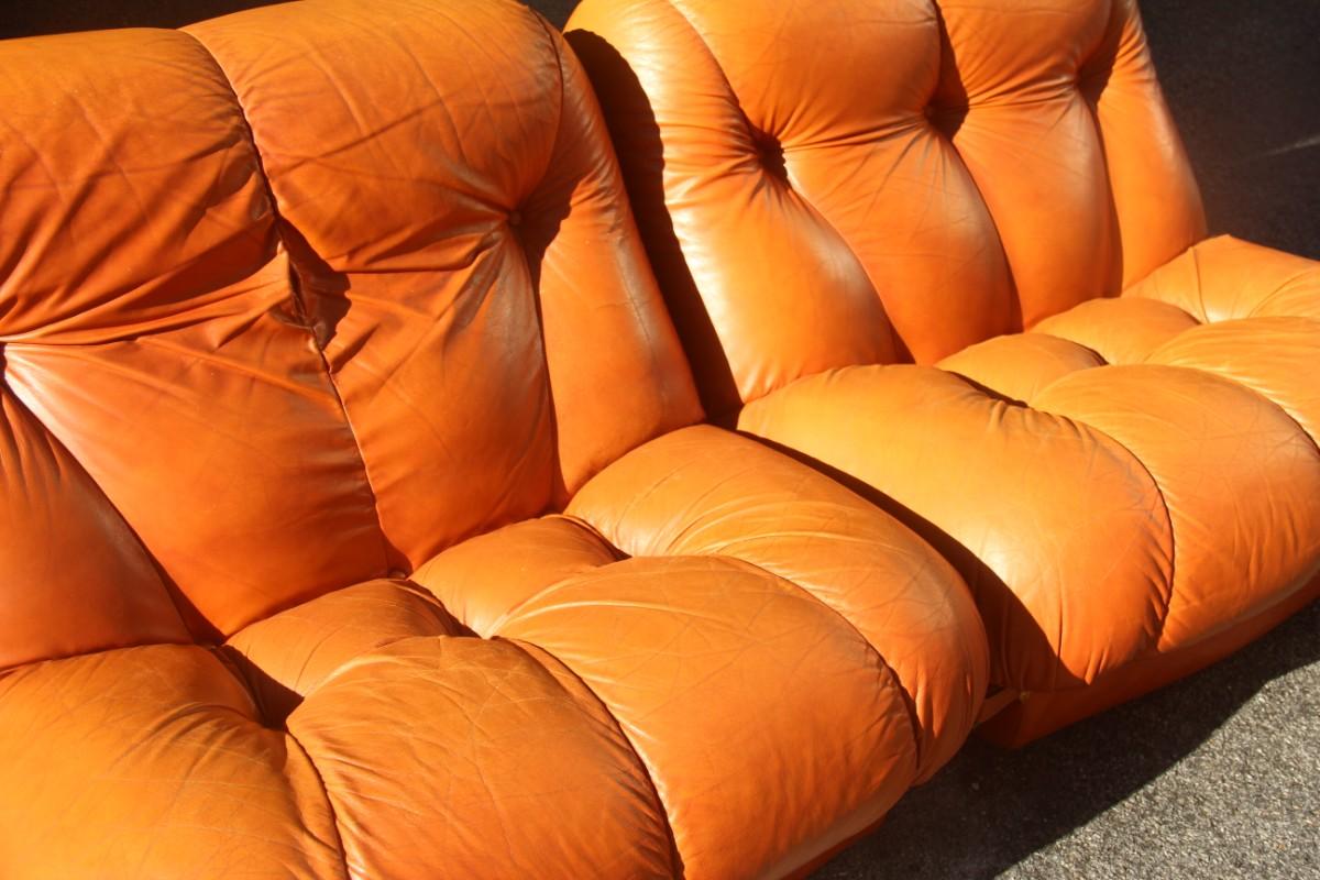 Mimo Modular Sofa Rino Maturi 1970 Cognac Leather Italian Design Nuvolone Sofa 6