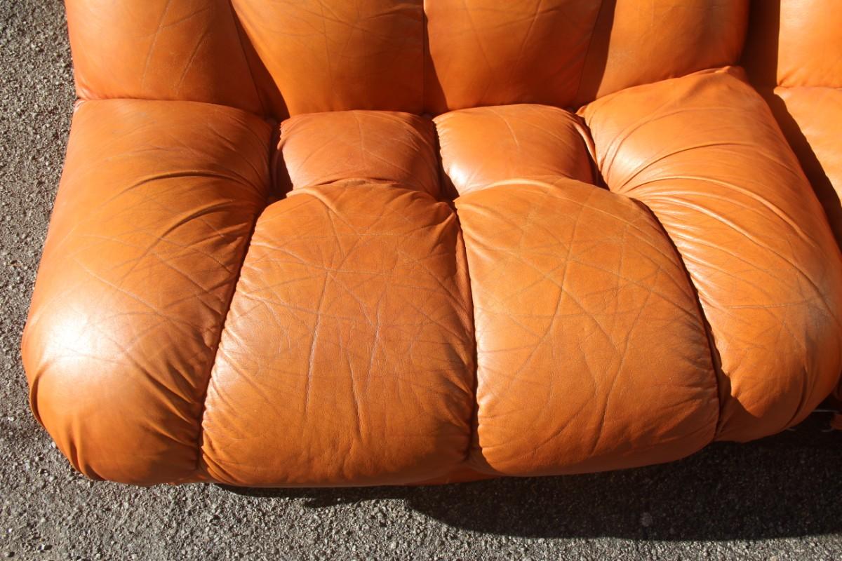 Late 20th Century Mimo Modular Sofa Rino Maturi 1970 Cognac Leather Italian Design Nuvolone Sofa