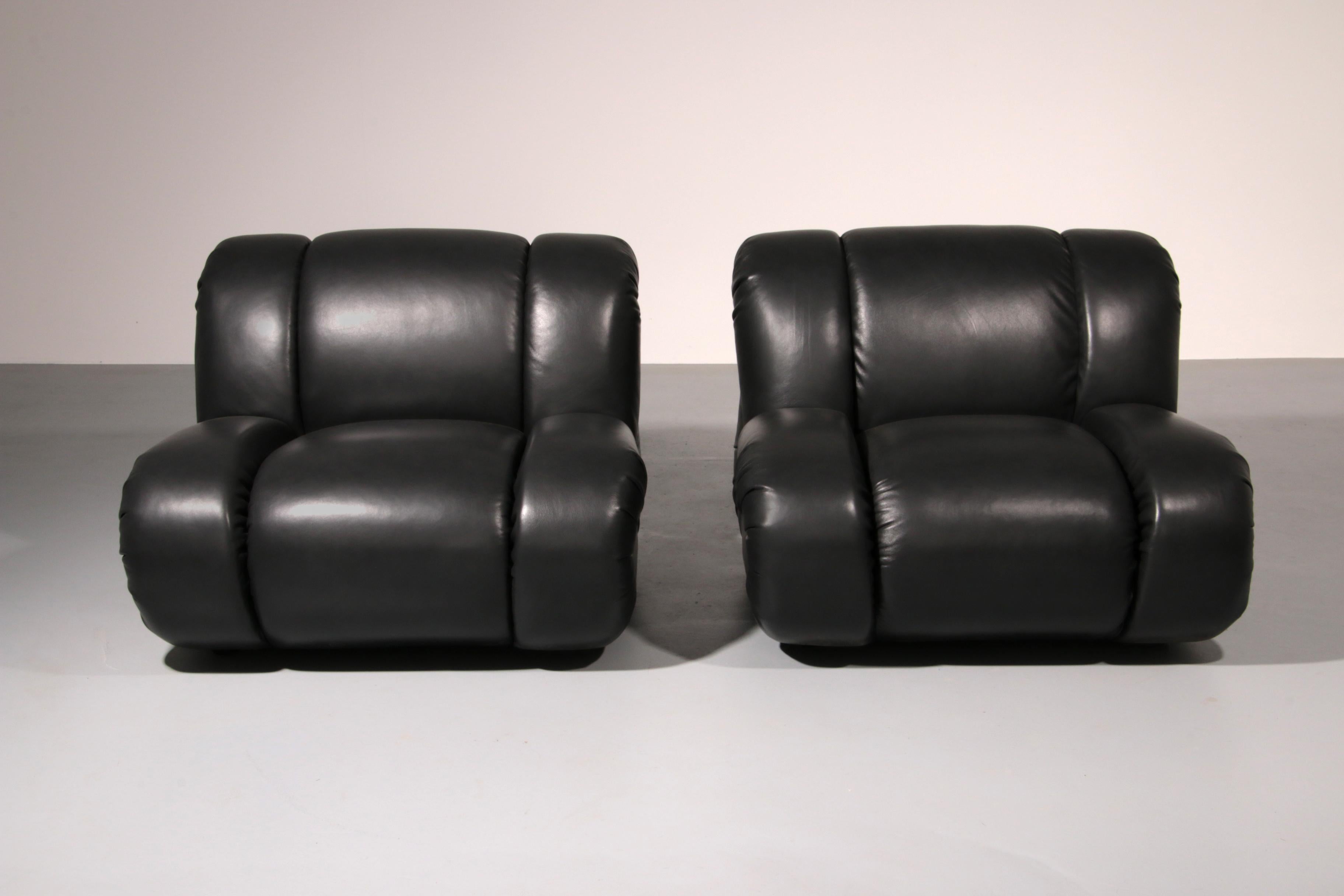italien Mimo Padova Black Leader Modulaire Chaises longues 
