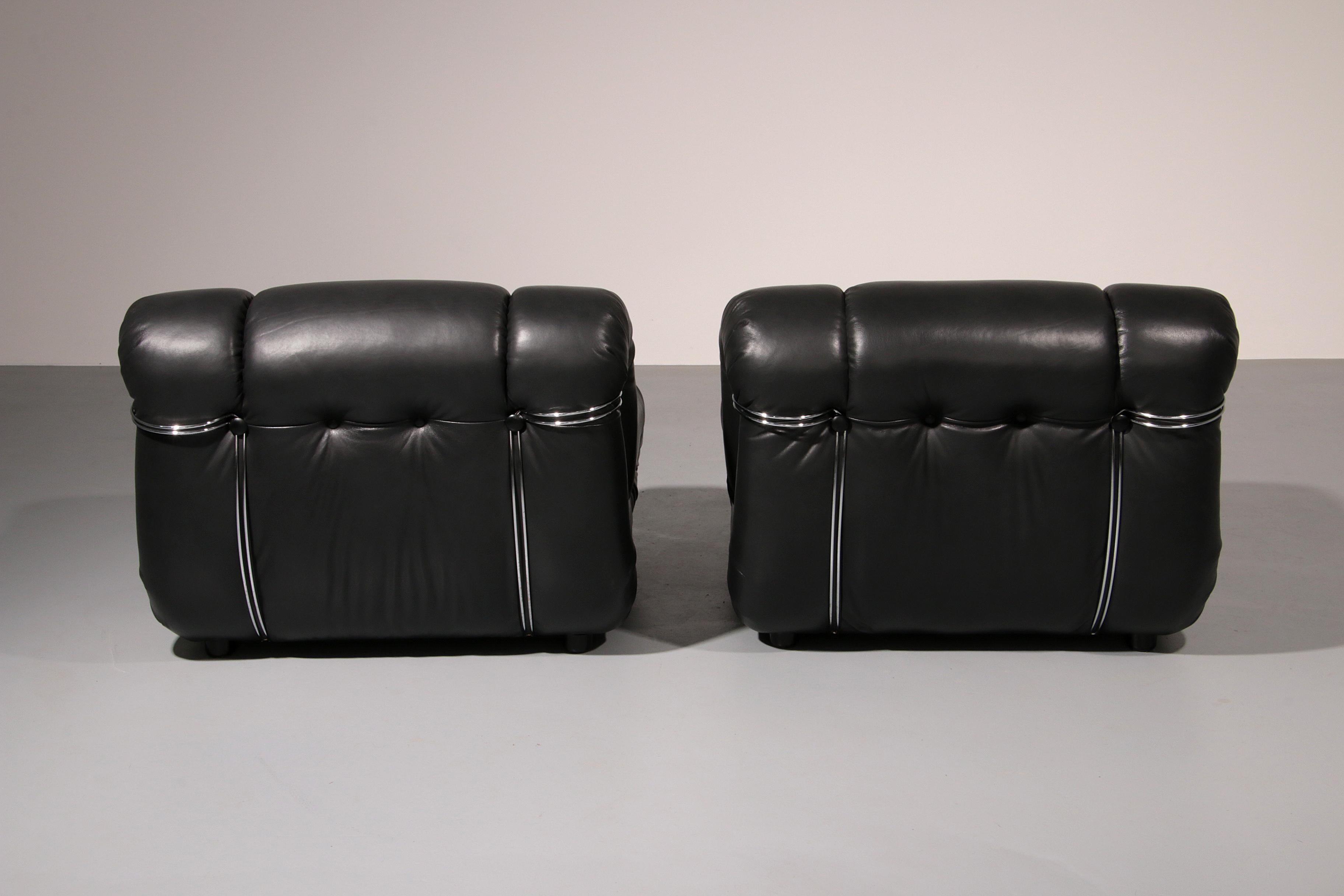 Fin du 20e siècle Mimo Padova Black Leader Modulaire Chaises longues 