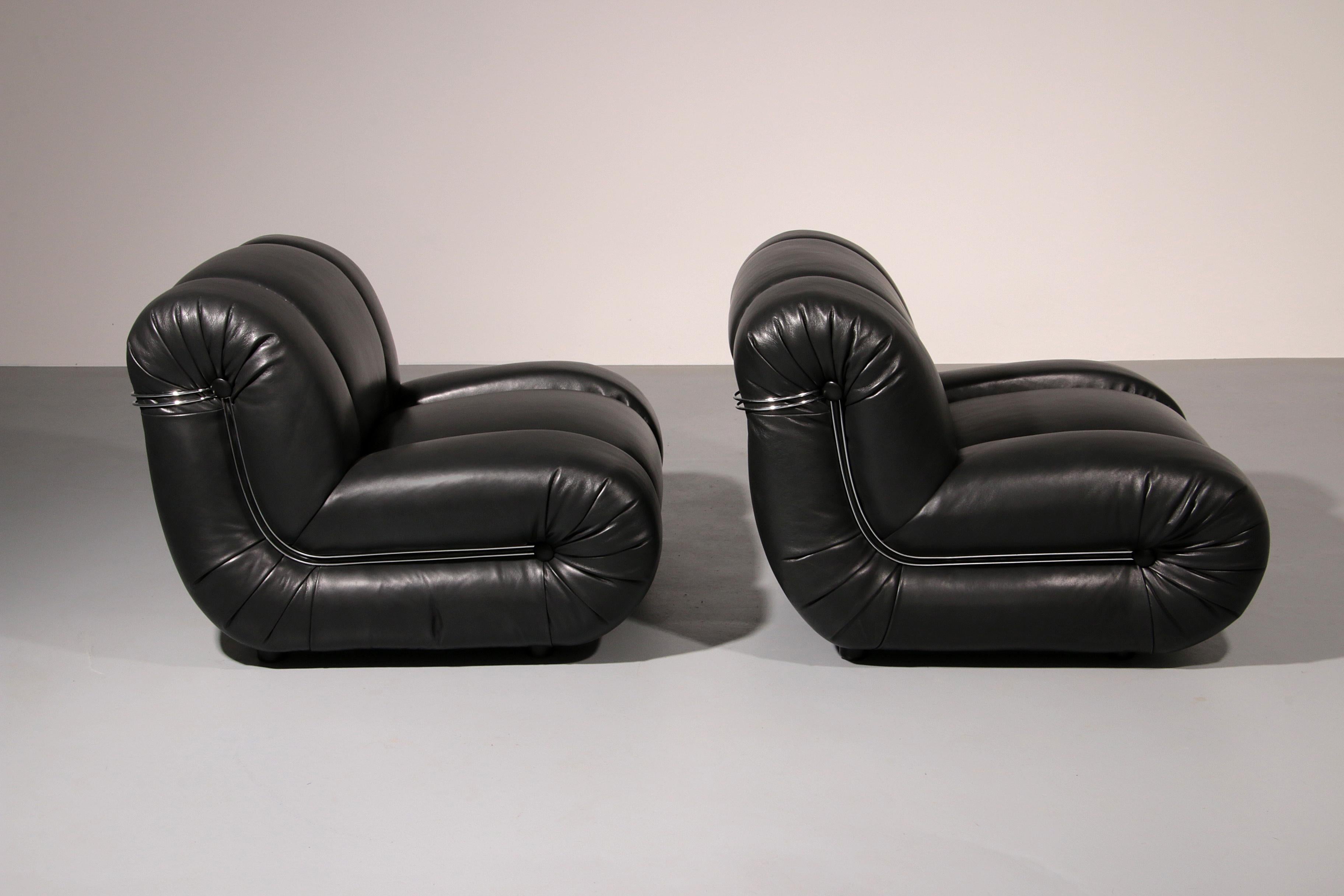 Cuir Mimo Padova Black Leader Modulaire Chaises longues 
