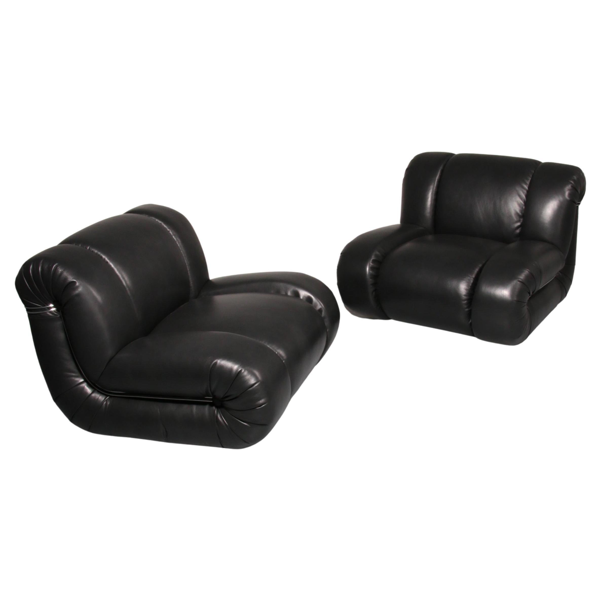 Mimo Padova Black Leader Modulaire Chaises longues "Velasquez" - 1970 en vente