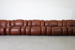 Mid-Century Italian Velasquez Modular Sofa in Brown Leather & Chrome Mimo Padova