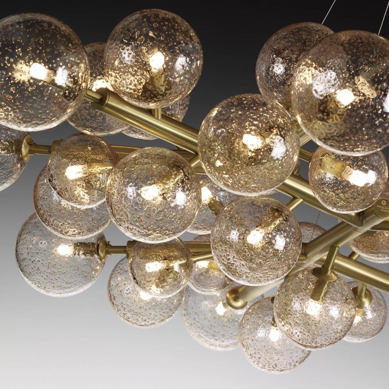 Mimosa 42 Light Brass Finish Chandelier For At 1stdibs This Captivating Chandelier Entirely Handcrafted In Murano And Signed By Master Artisan Alberto Donà