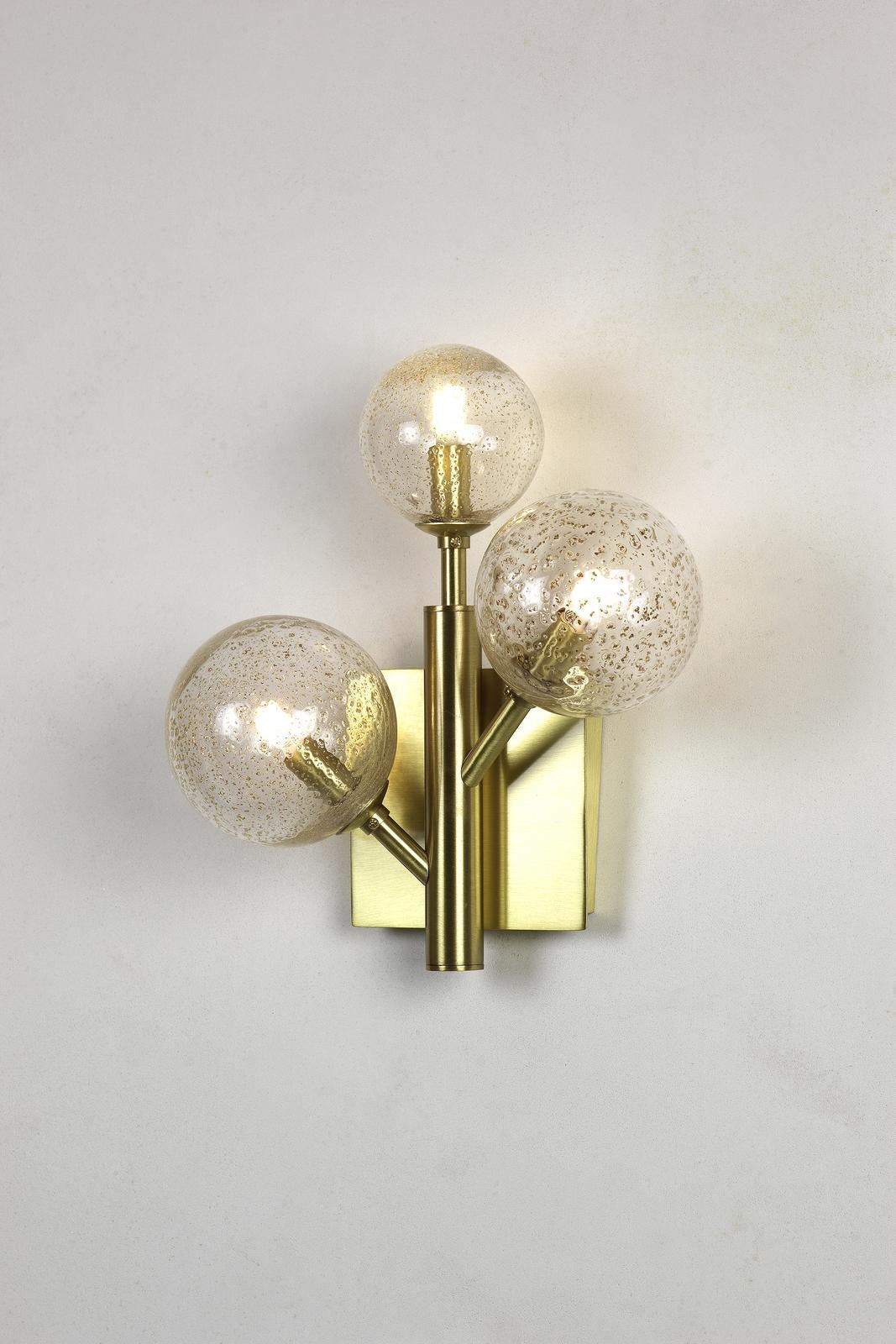 Mimosa 3-Light Brass Sconce In New Condition In Milan, IT