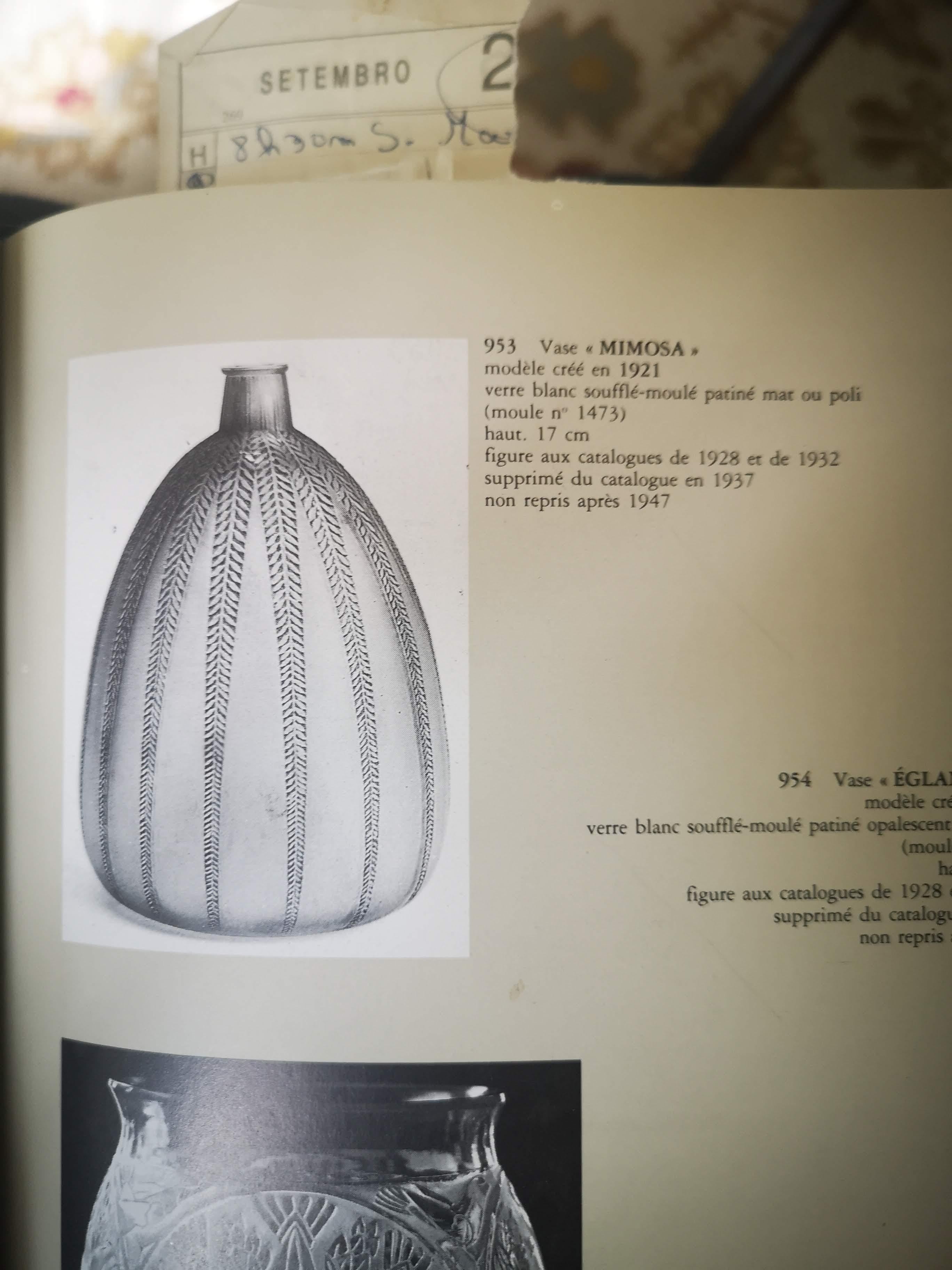 Mimosa-Vase von Rene Lalique aus opalisierendem Glas, 1921 im Angebot 3