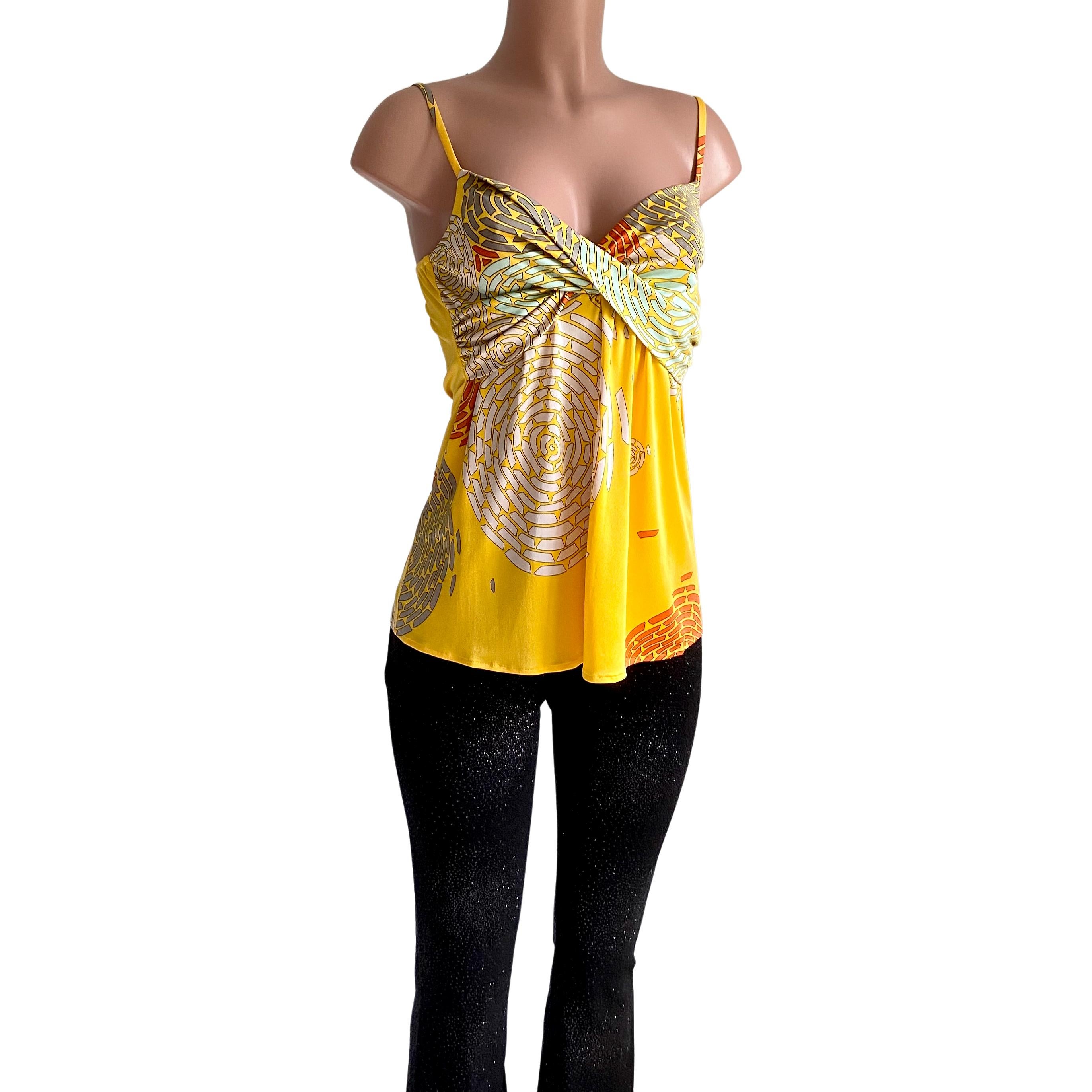 Yellow Mimosa yellow printed silk jersey Cami Slip MILLI top - NWT Flora Kung For Sale