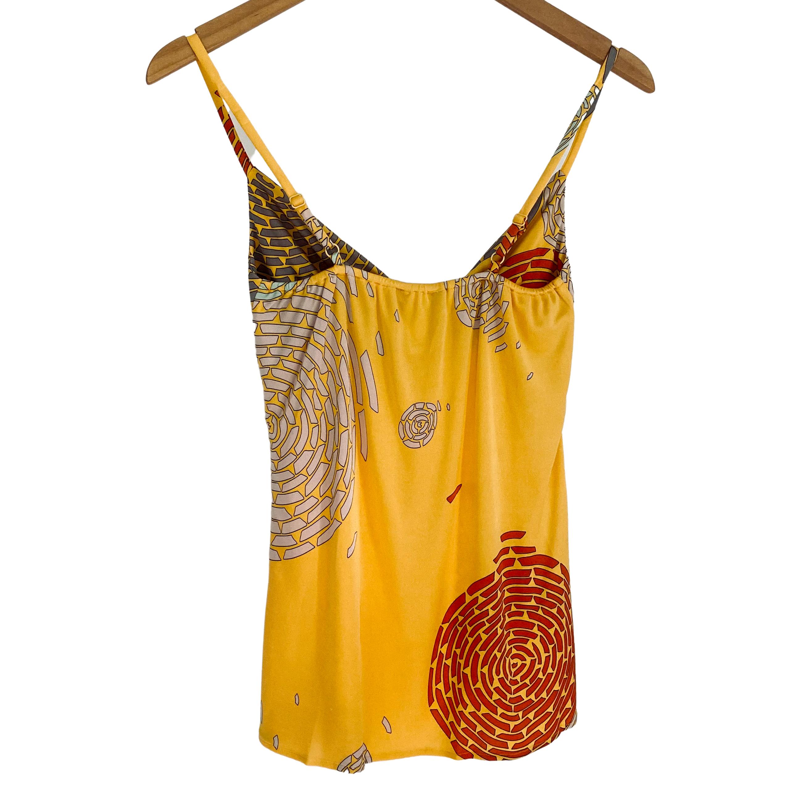 Mimosa yellow printed silk jersey Cami Slip MILLI top - NWT Flora Kung In New Condition For Sale In Boston, MA