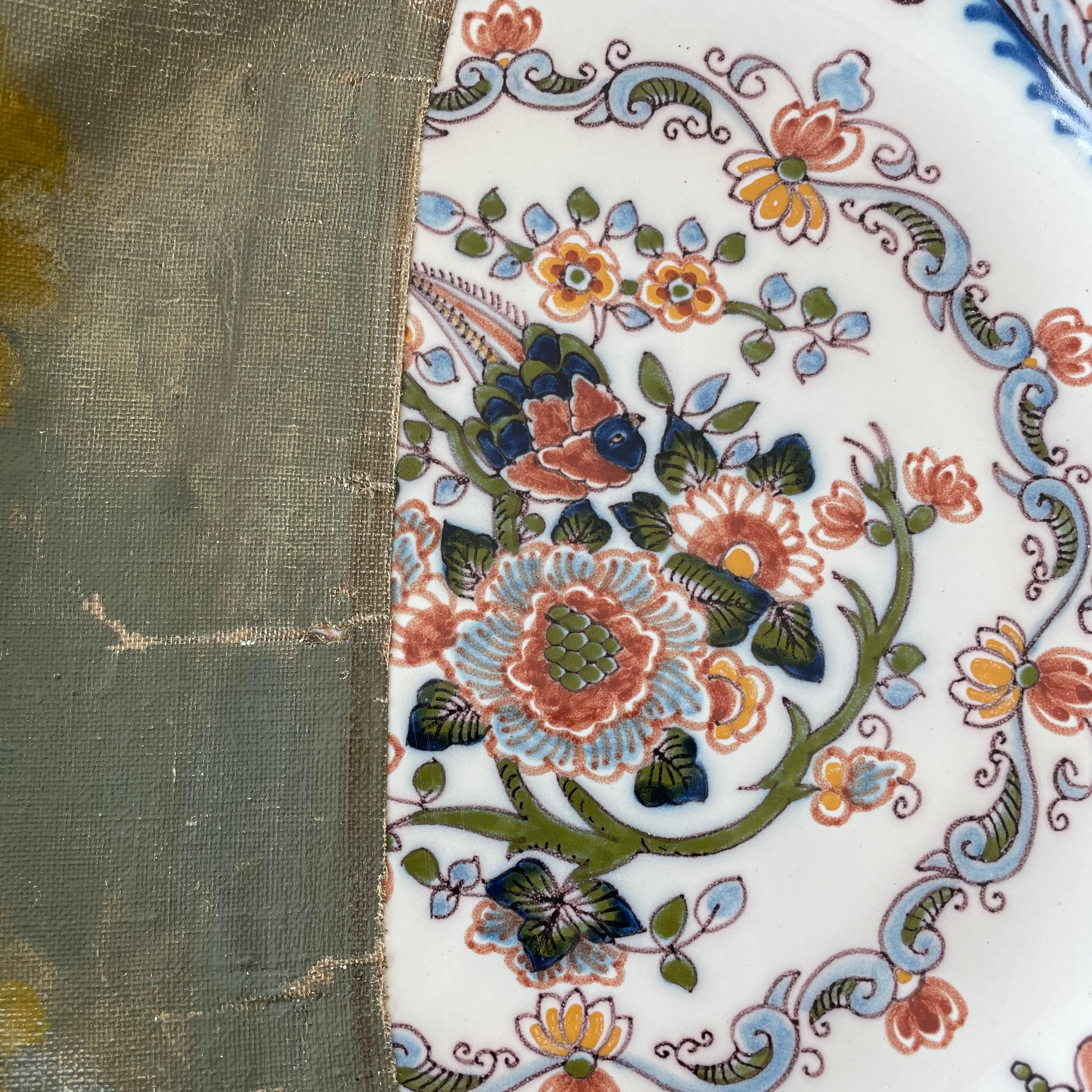 Wall Art Installation: Ceramic Plates/Oil on Canvas - 