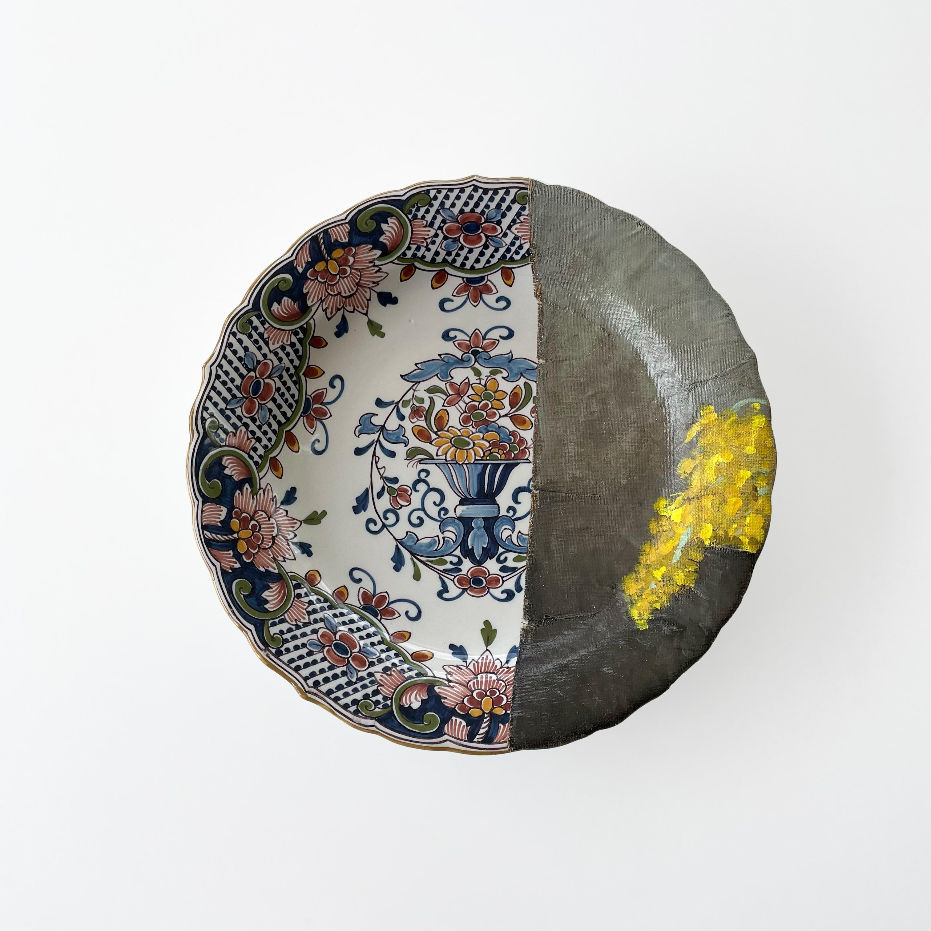 Other Wall Art Installation: Ceramic Plates/Oil on Canvas - 