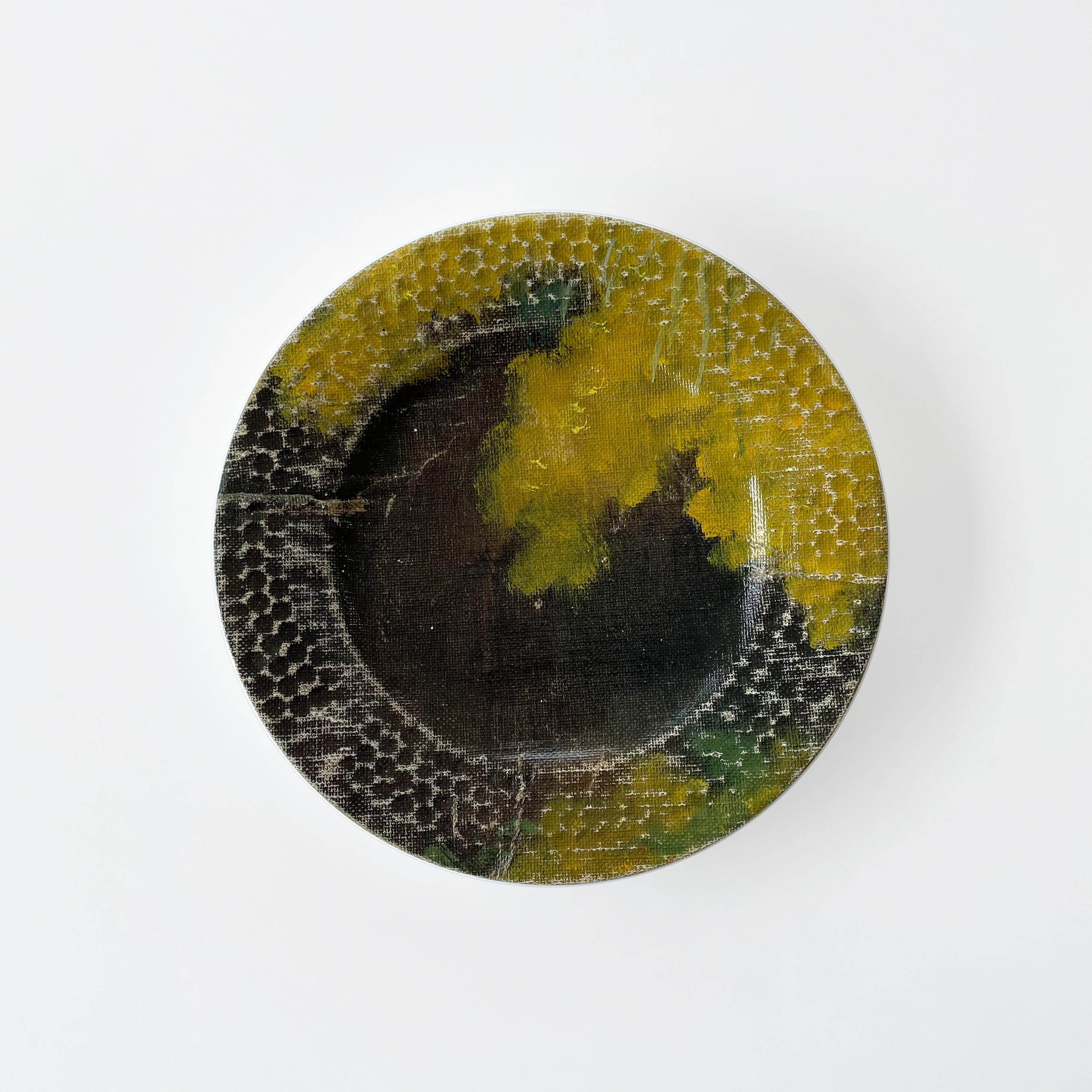 Wall Art Installation: Ceramic Plates/Oil on Canvas - 