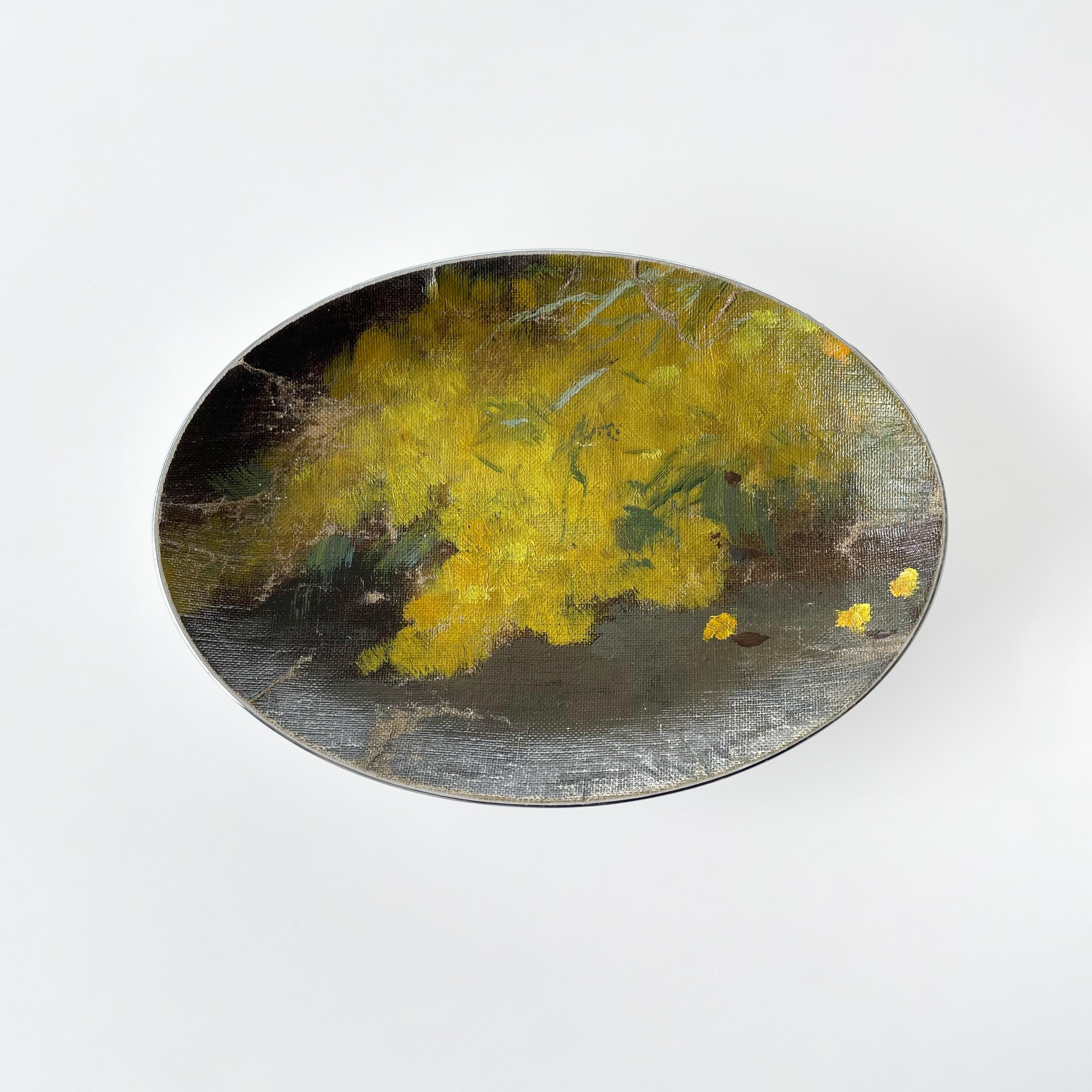 Wall Art Installation: Ceramic Plates/Oil on Canvas - 