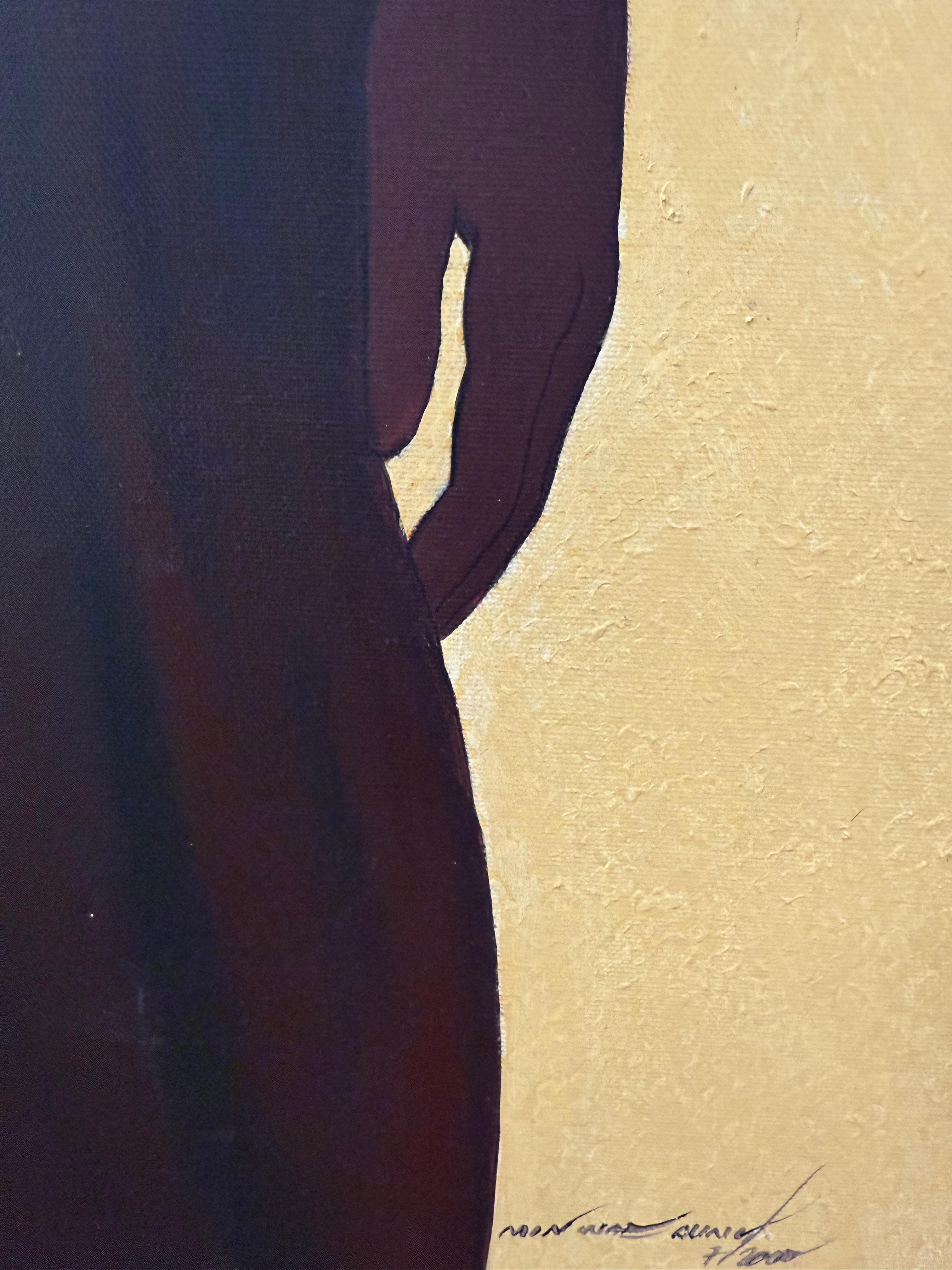 Novices - Contemporary Robed Buddhist Monk Smiling Figures Red Parasol Yellow im Angebot 5