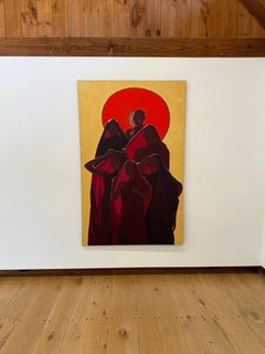 Novicios - Figuras de Monje Budista con Túnica Parasol Rojo Amarillo, 2000