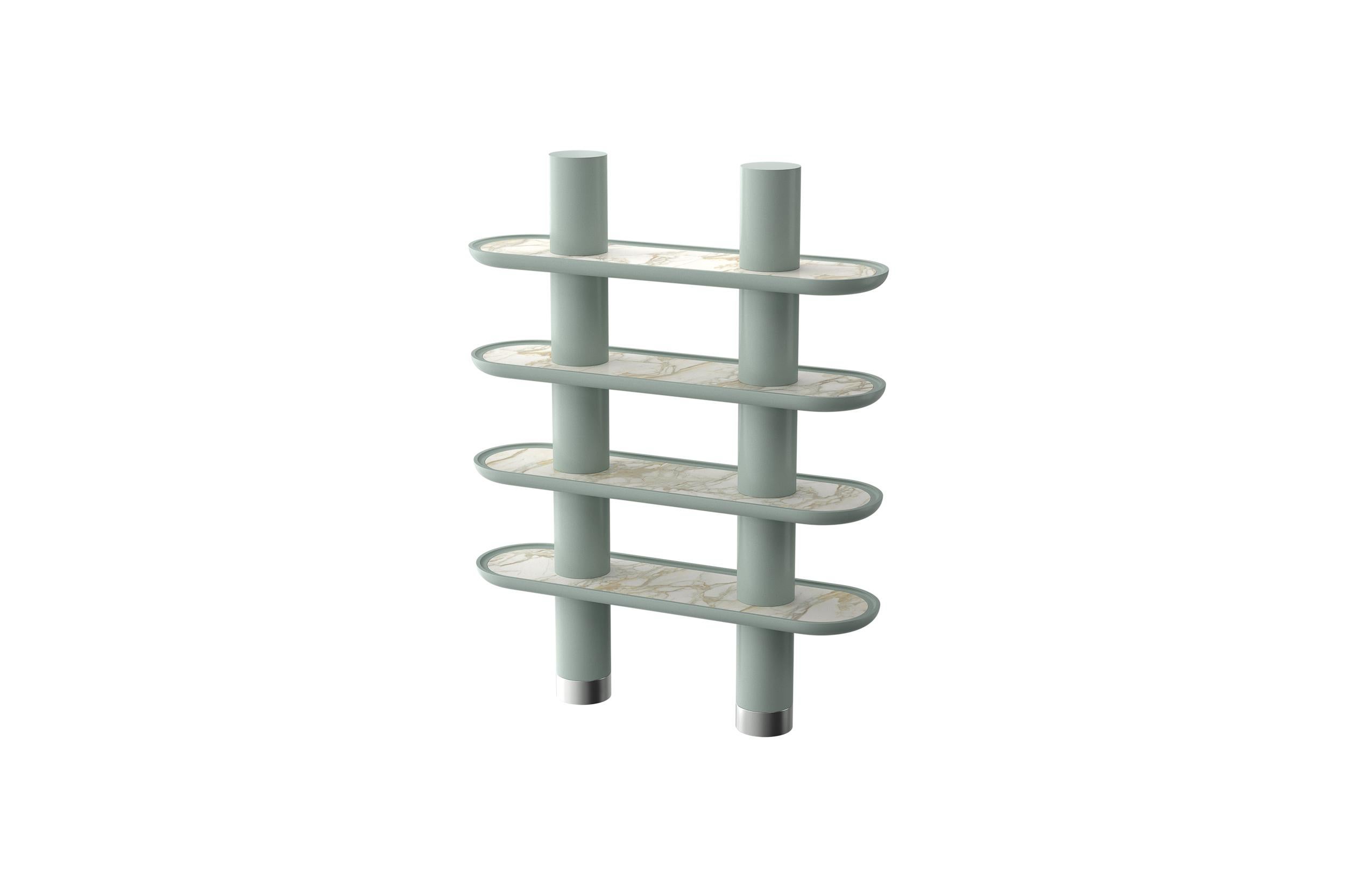 Italian Mina 150, Lacquered Library with Four Shelves and Two Columns by Ultramobili For Sale