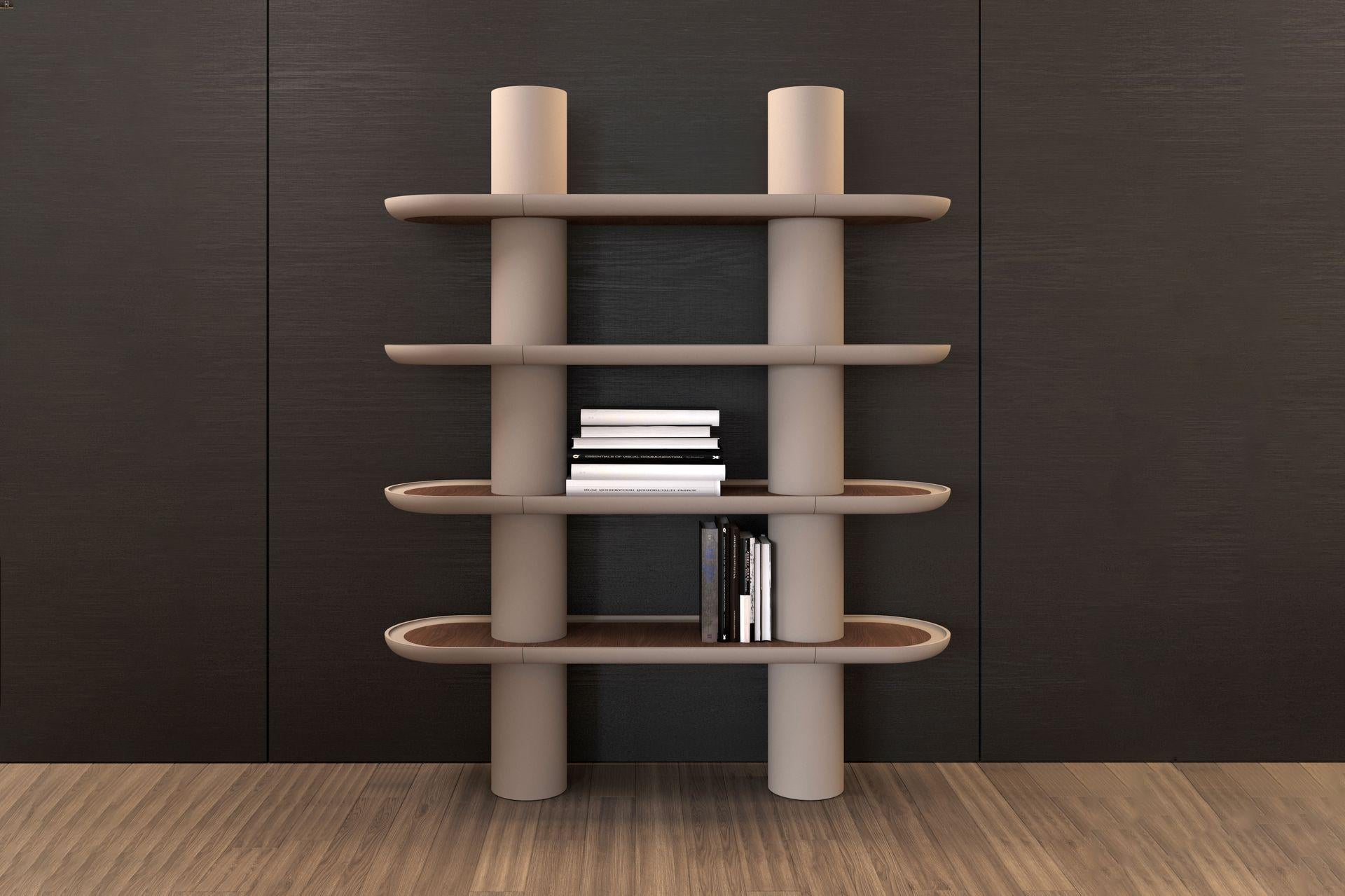 Contemporary Mina 150, Lacquered Library with Four Shelves and Two Columns by Ultramobili For Sale