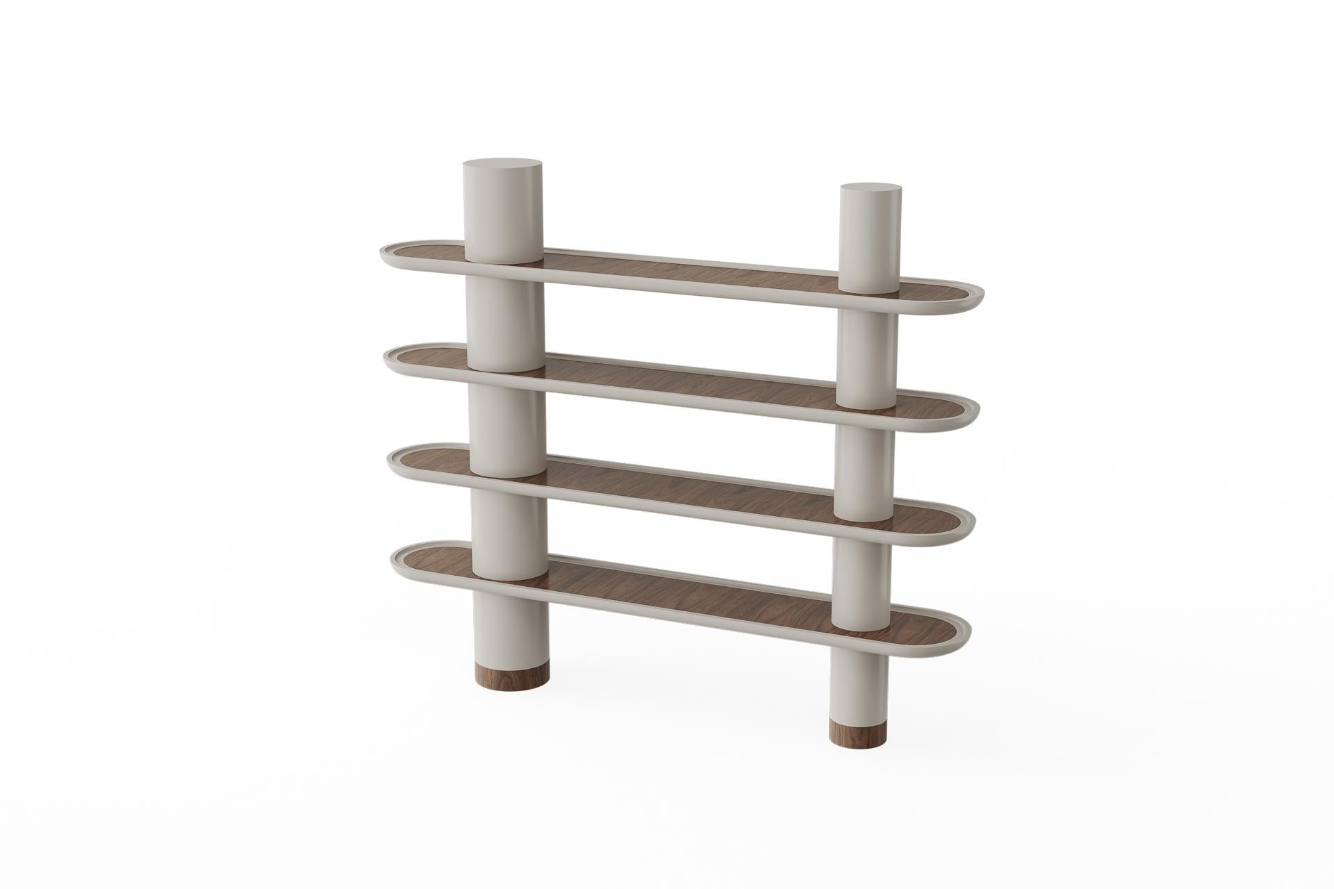 Post-Modern Mina 220, Modular Library with 4 Shelves and Two Columns by Ultramobili For Sale
