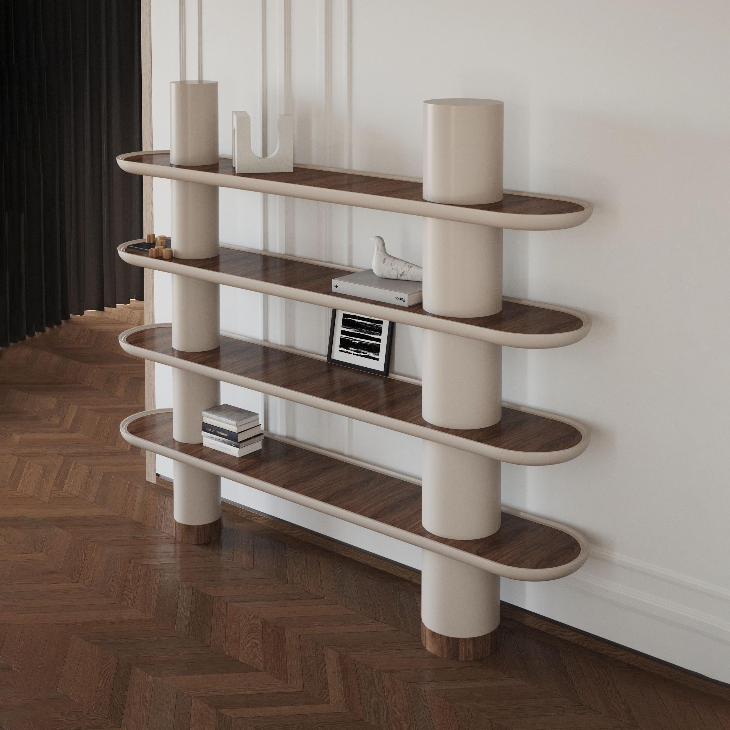 Mina 220, Modular Library with 4 Shelves and Two Columns by Ultramobili For Sale 1