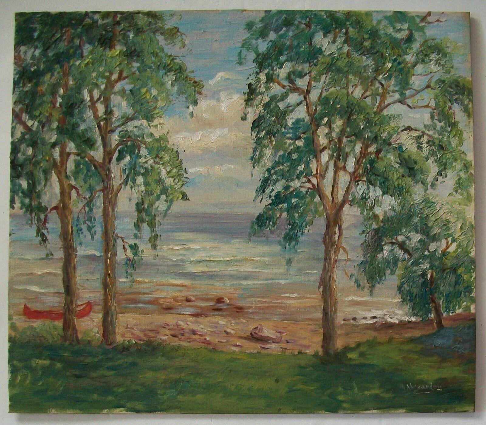 Romantic Mina Alexander , 'Along the Shore', Impressionist Painting, Canada, 20th C For Sale